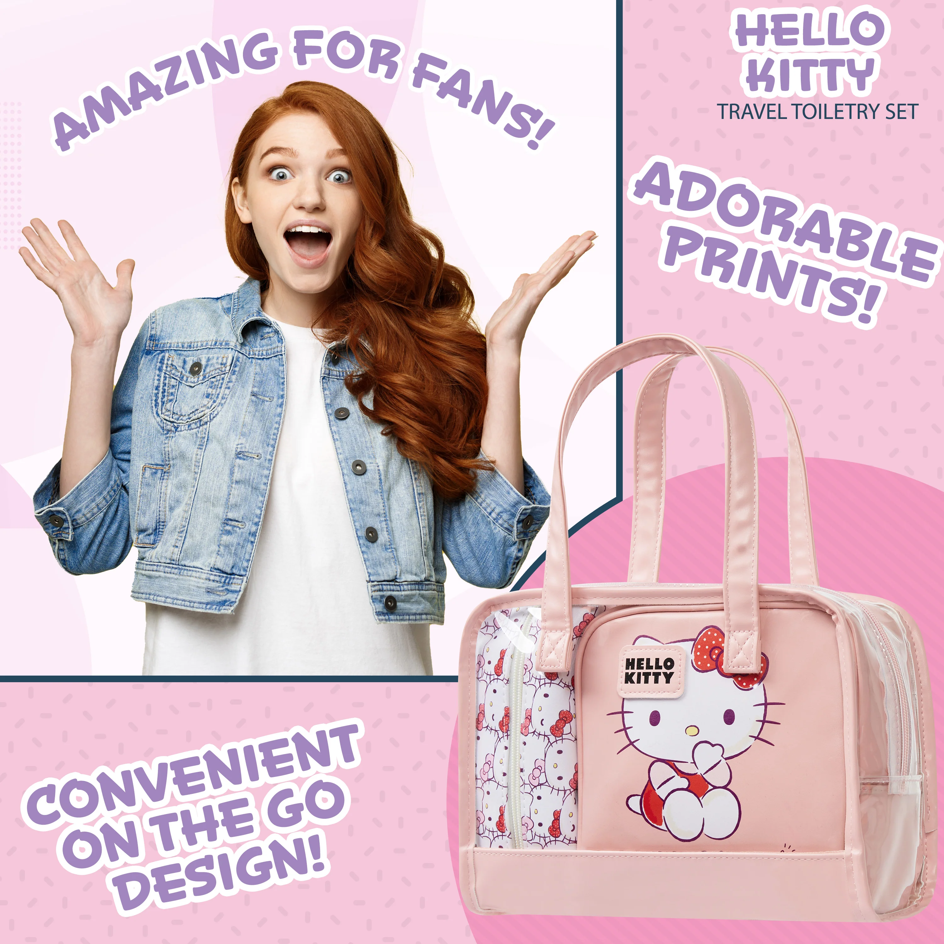 Hello Kitty Toiletry Bags Set of 3 Zipped Wash Bags Cosmetic Bag - Gifts for Her - Image 3