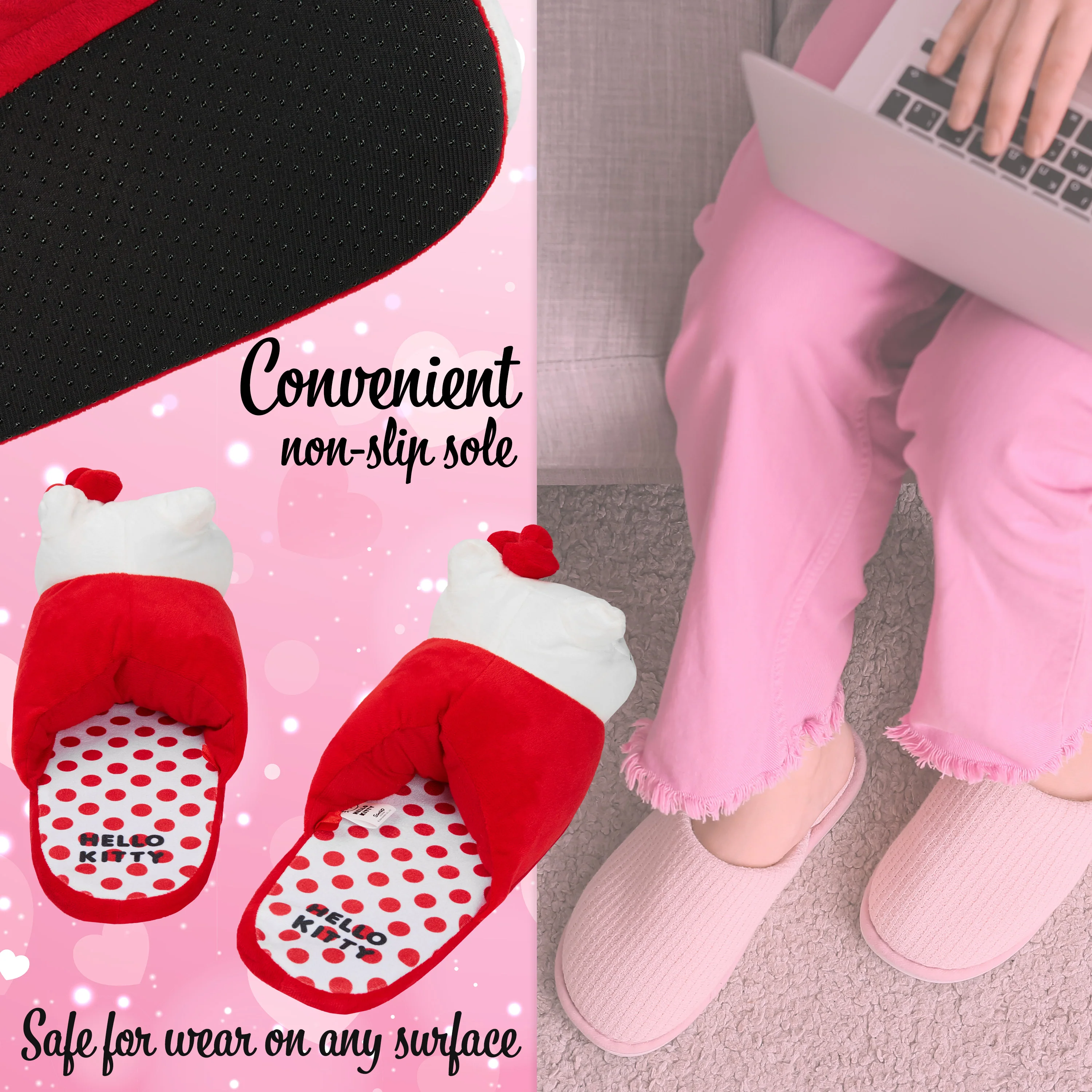 Hello Kitty Womens 3D Slippers, Cosy Indoor House Shoes Non Slip Loungewear - Gifts for Her - Image 4