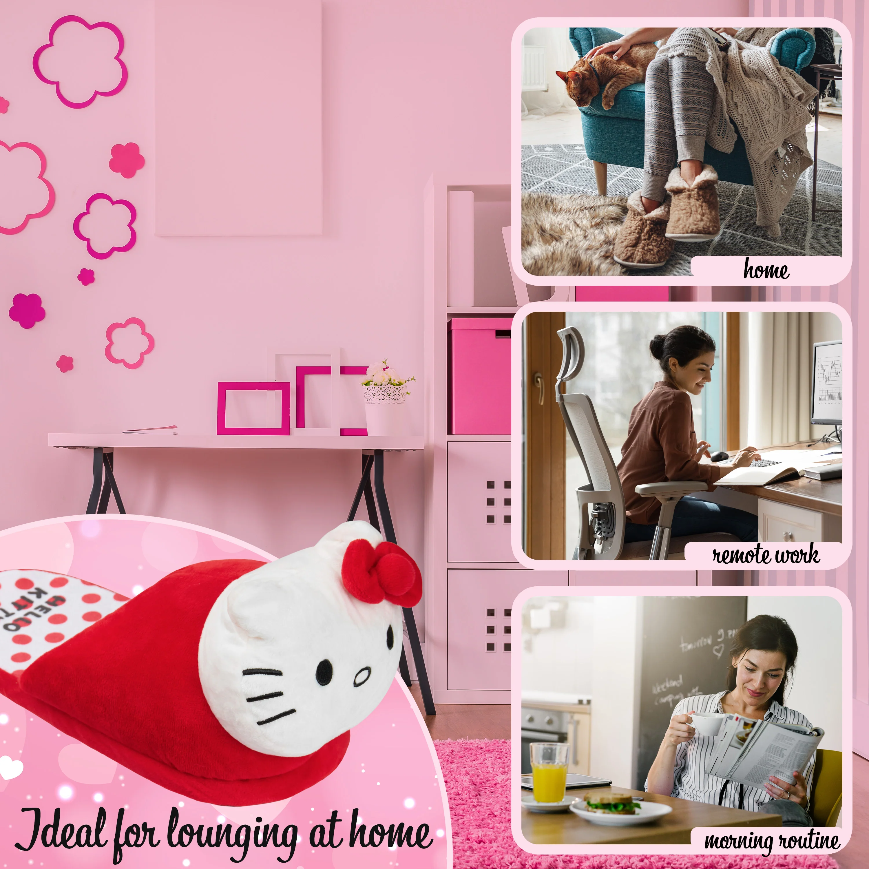Hello Kitty Womens 3D Slippers, Cosy Indoor House Shoes Non Slip Loungewear - Gifts for Her - Image 5