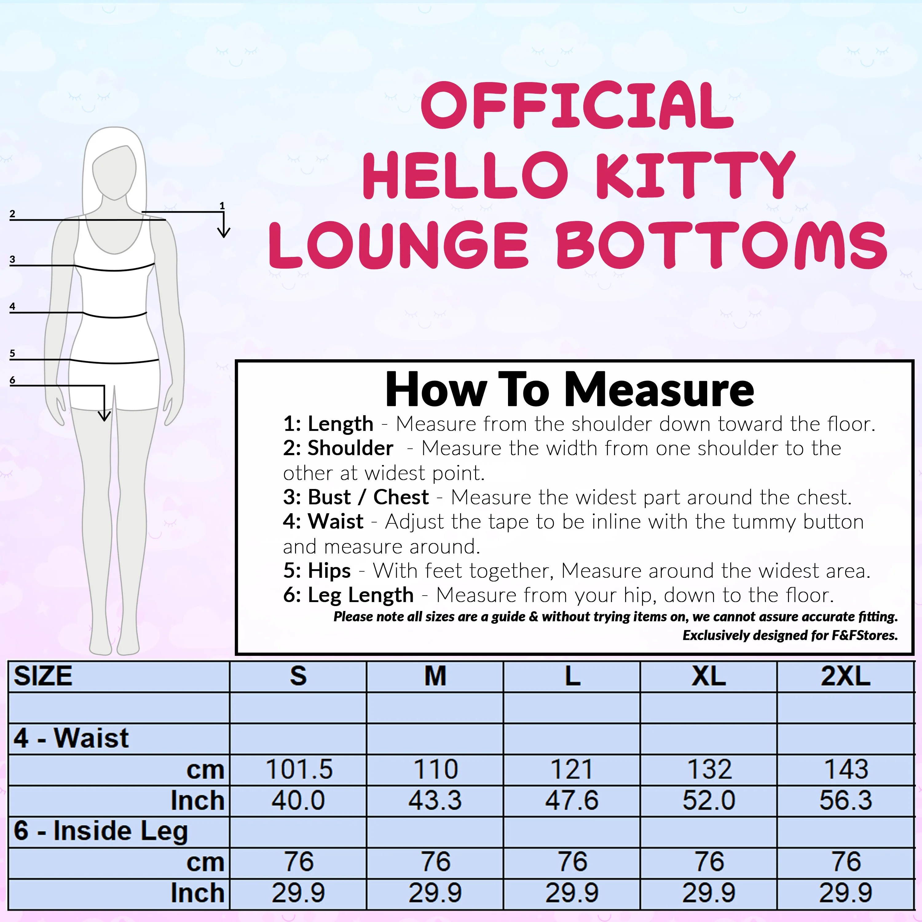 Hello Kitty Womens Pyjama Bottoms, Comfy Elasticated Waist Loungewear, Breathable PJs - Gifts for Women - Image 6