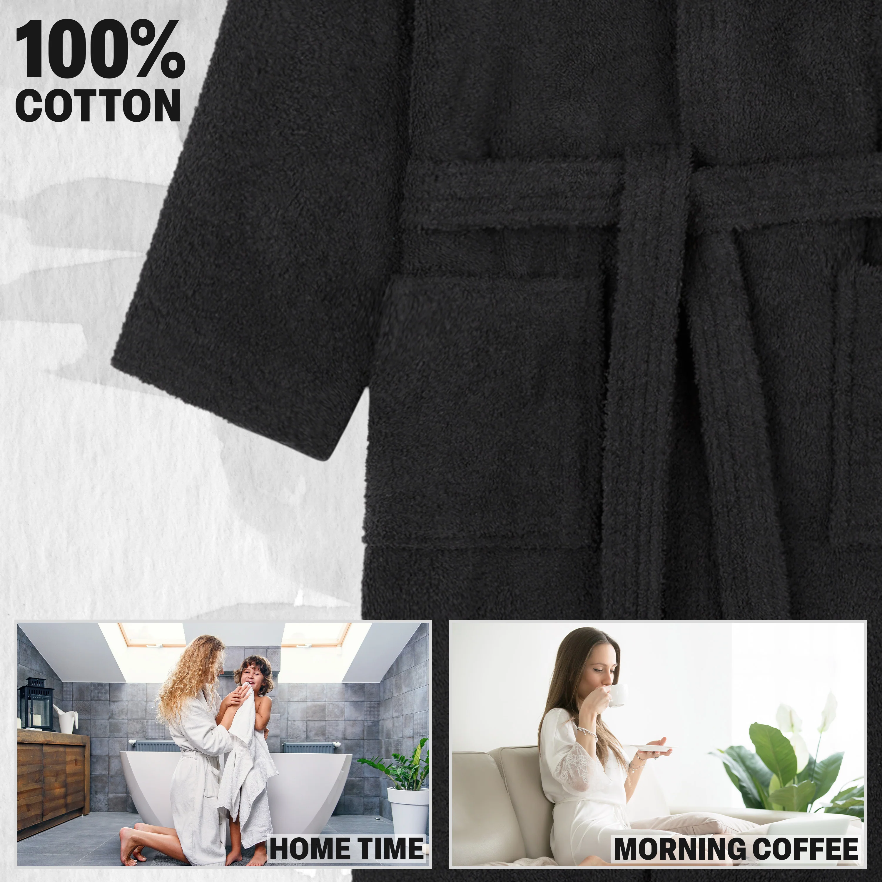 Hooded Bath Robes for Women - Absorbent Cotton Terry Towelling Bathrobe - Image 29