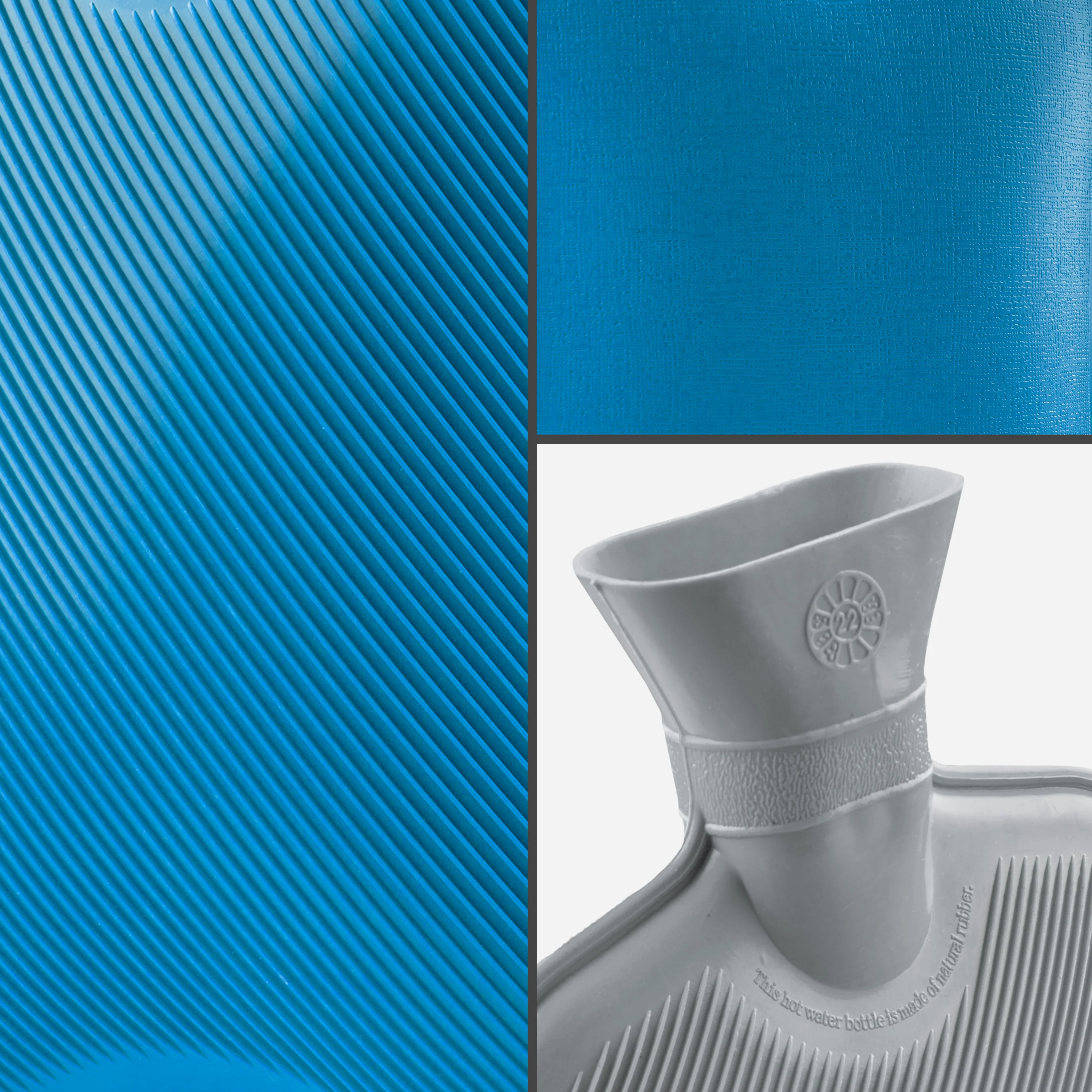 Hot Water Bottle Large 1.8L Rubber Hot Water Bag - Grey/Blue, 2 Pack - Image 7
