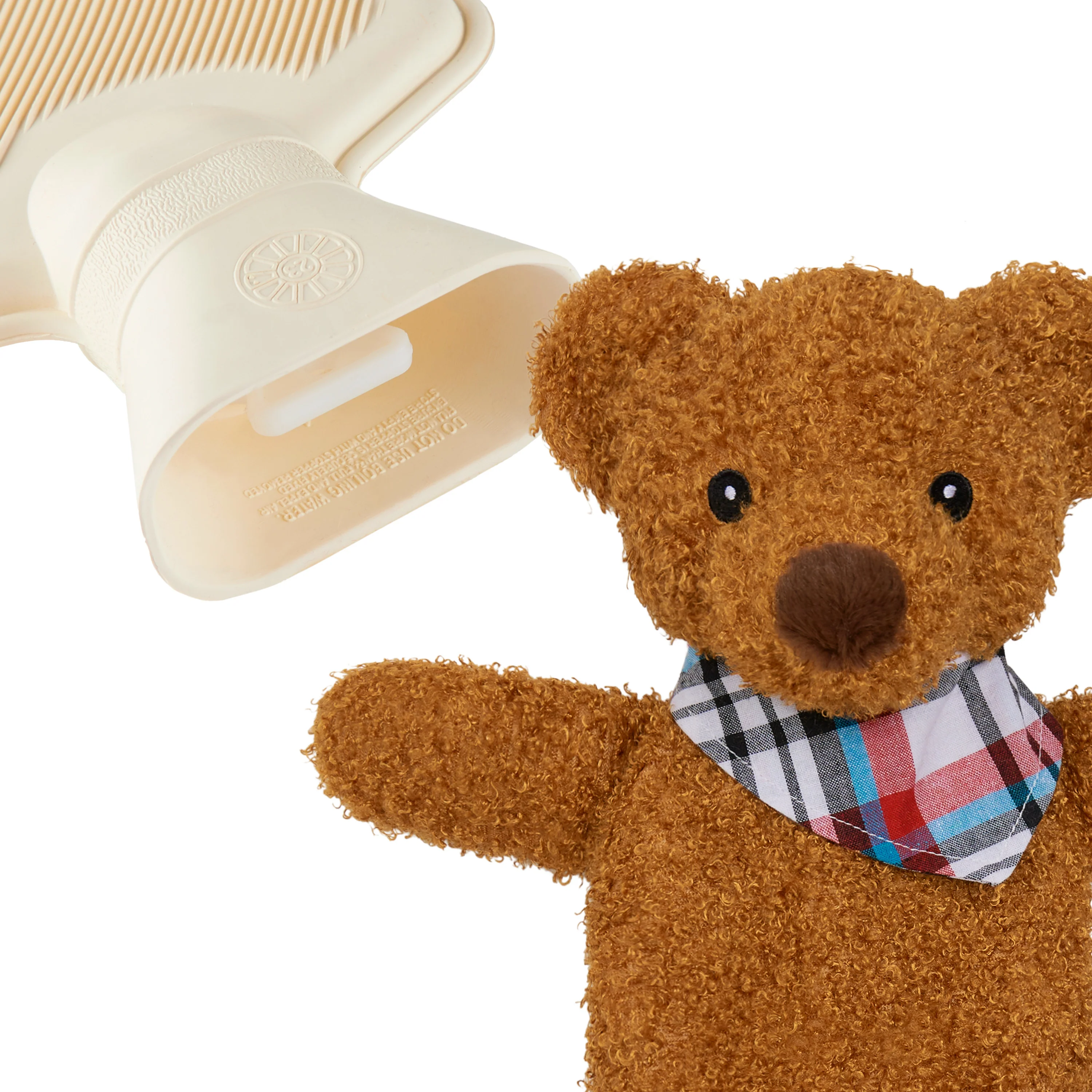 Hot Water Bottle with Animal Fleece Cover - Brown Teddy Bear - Image 3