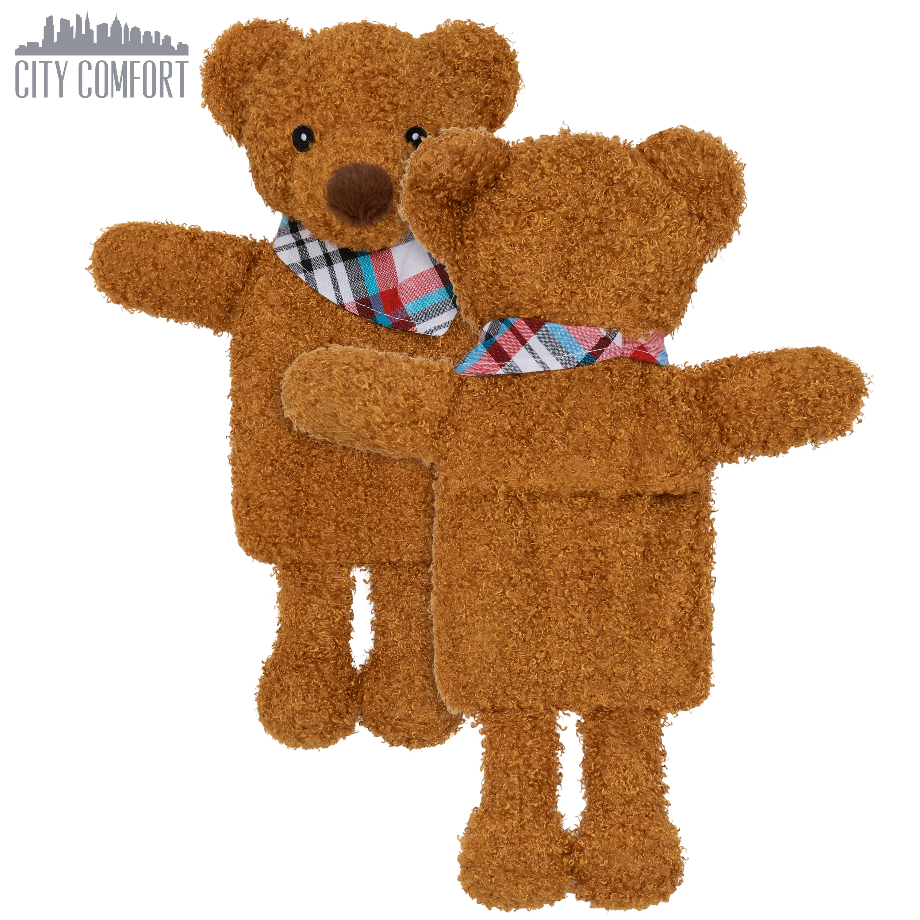 Hot Water Bottle with Animal Fleece Cover - Brown Teddy Bear - Image 4