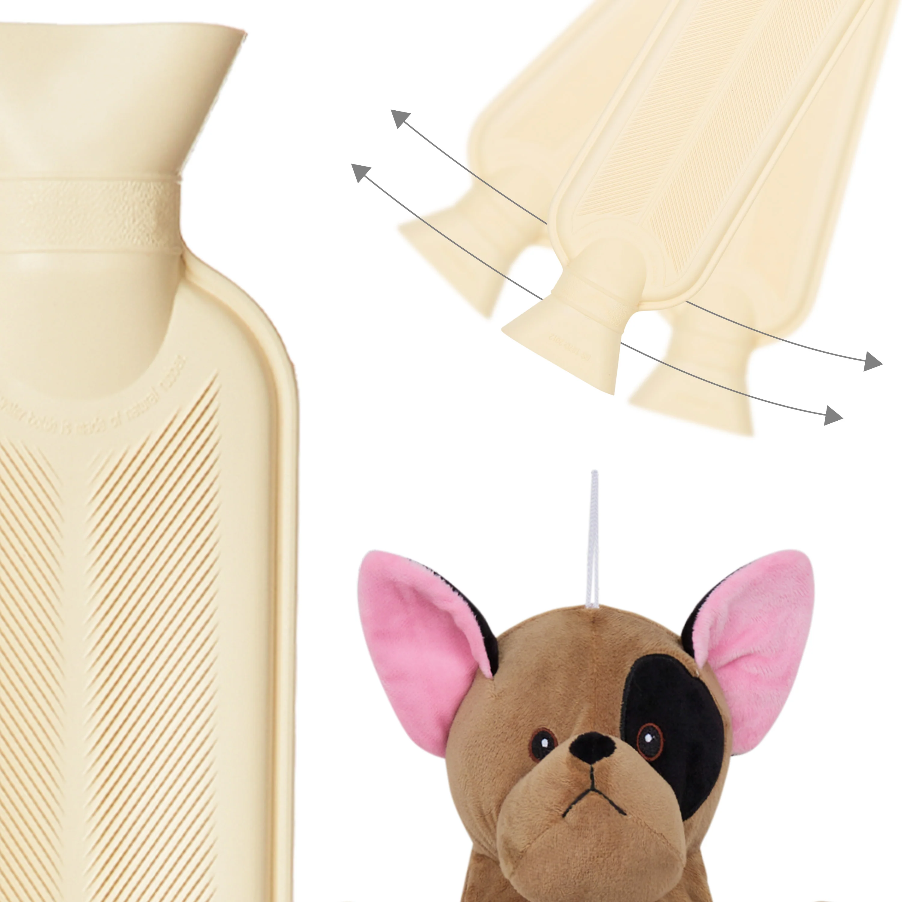 Hot Water Bottle with Animal Fleece Cover - French Bulldog Long - Image 5