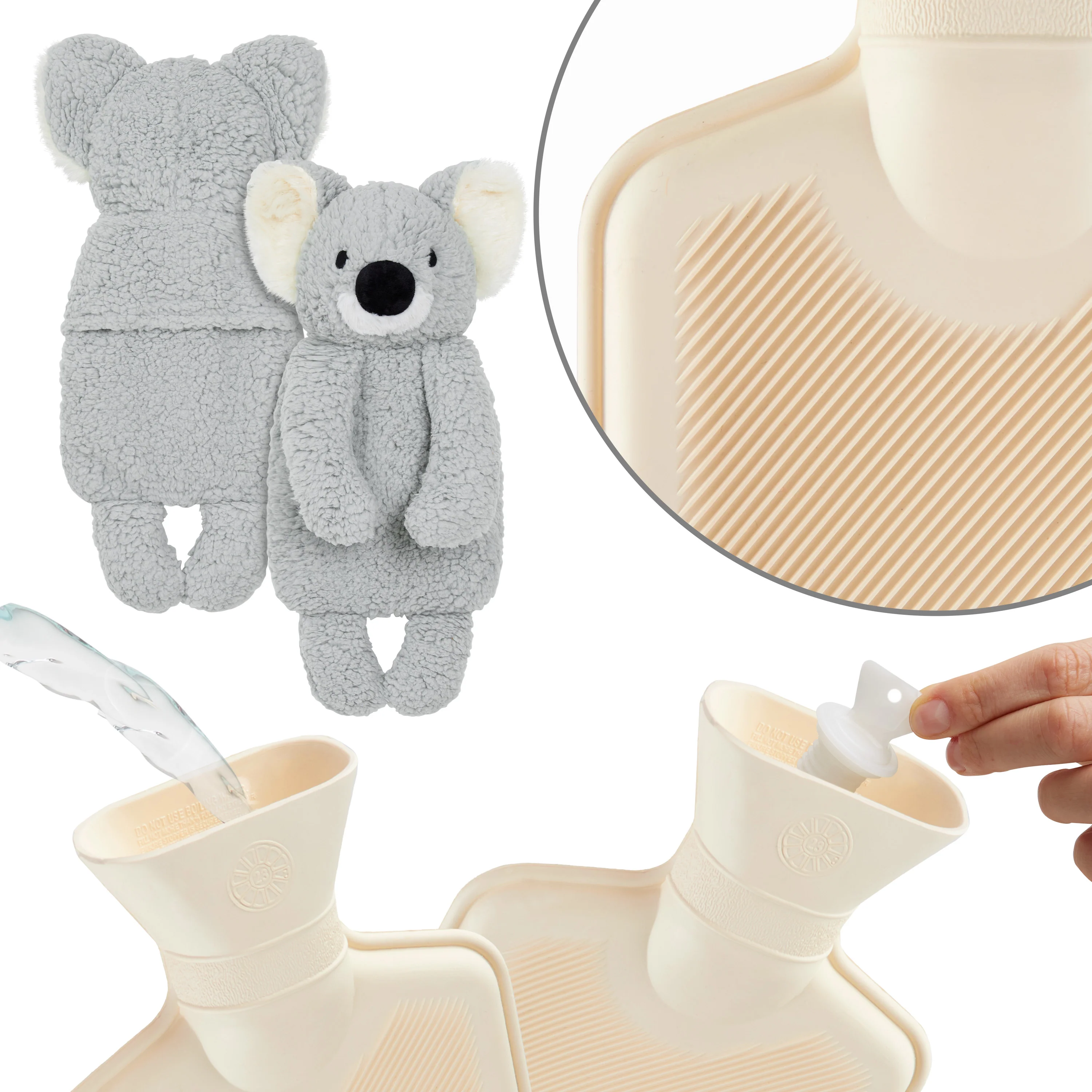 Hot Water Bottle with Animal Fleece Cover - Koala - Image 6