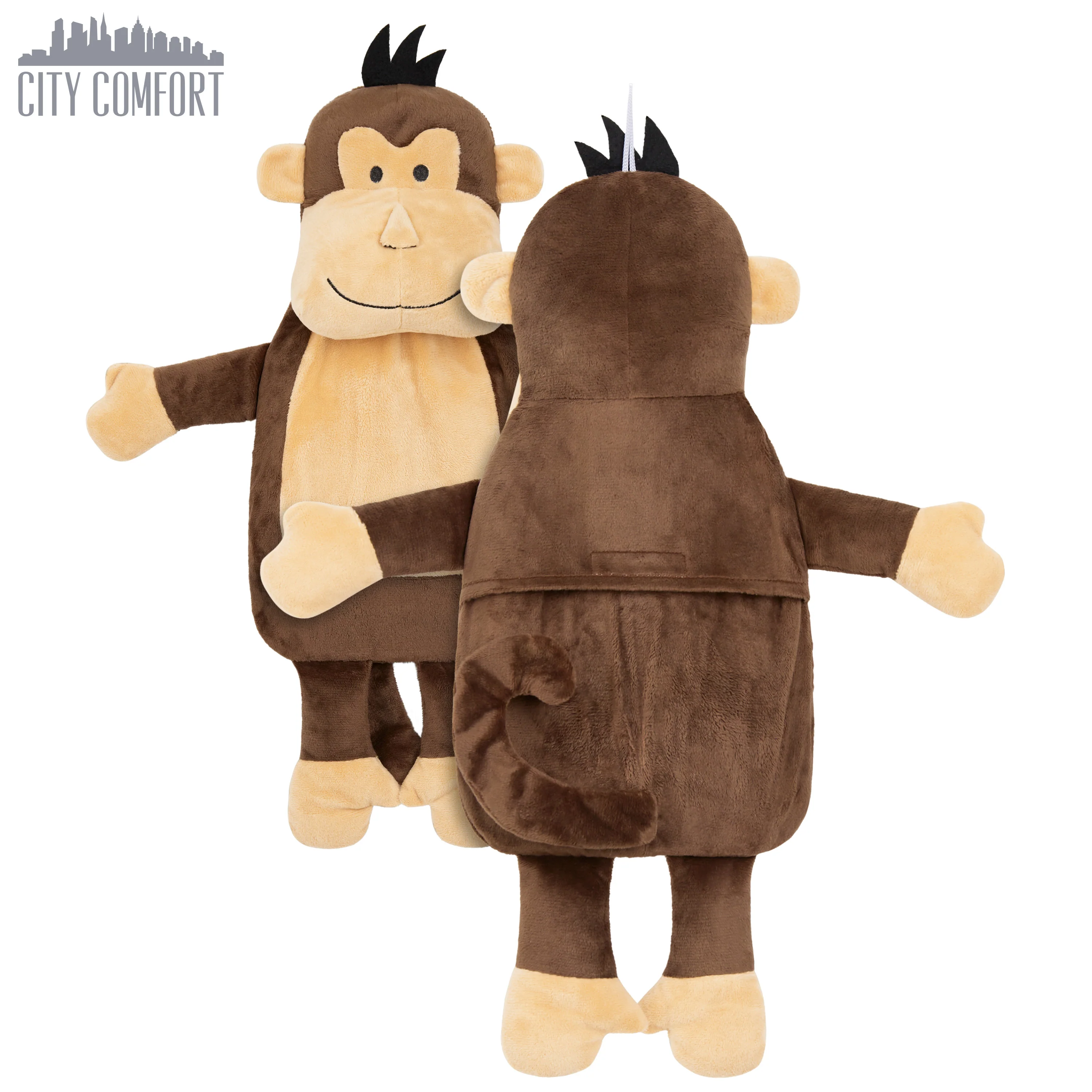 Hot Water Bottle with Animal Fleece Cover - Monkey - Image 4