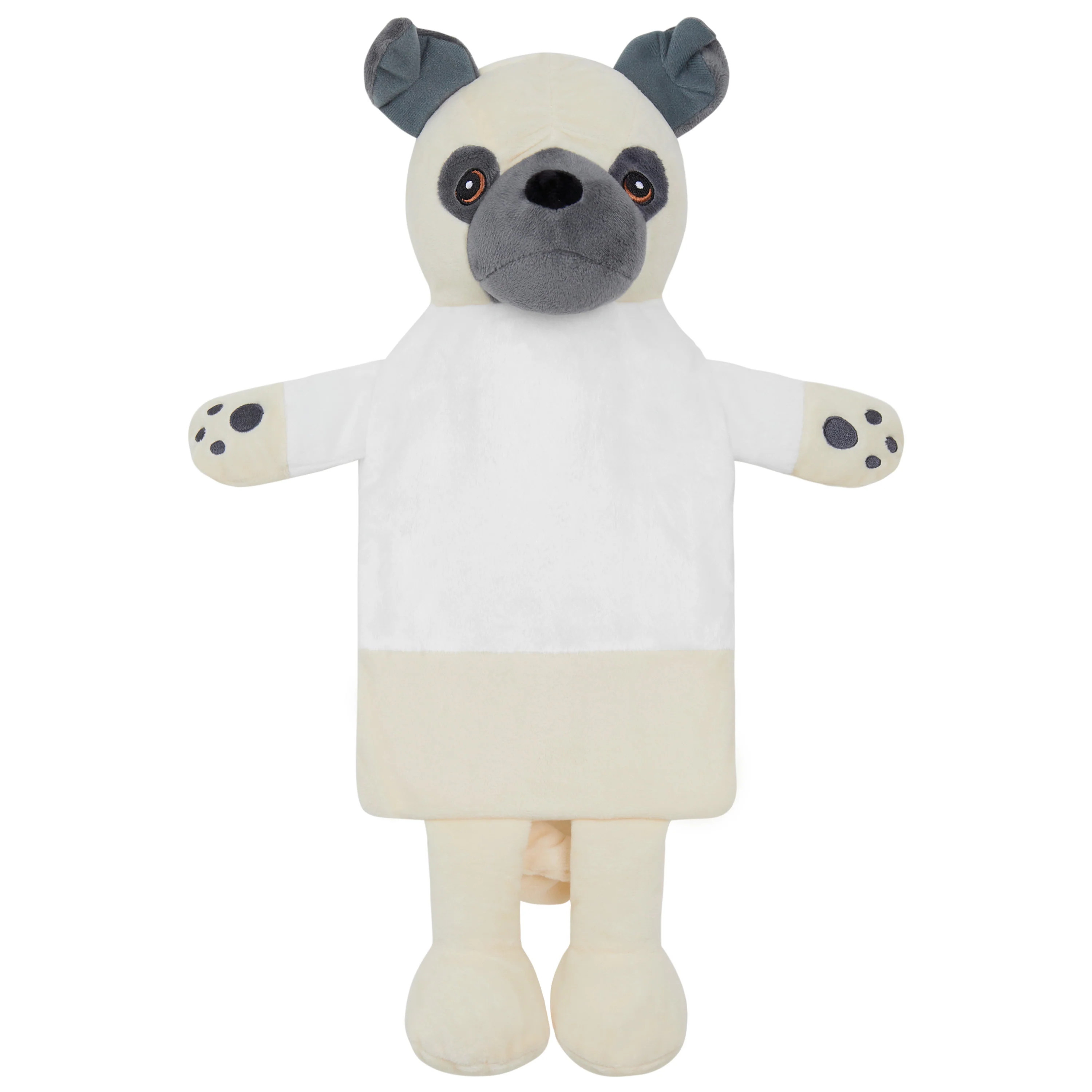 Hot Water Bottle with Animal Fleece Cover - Pug