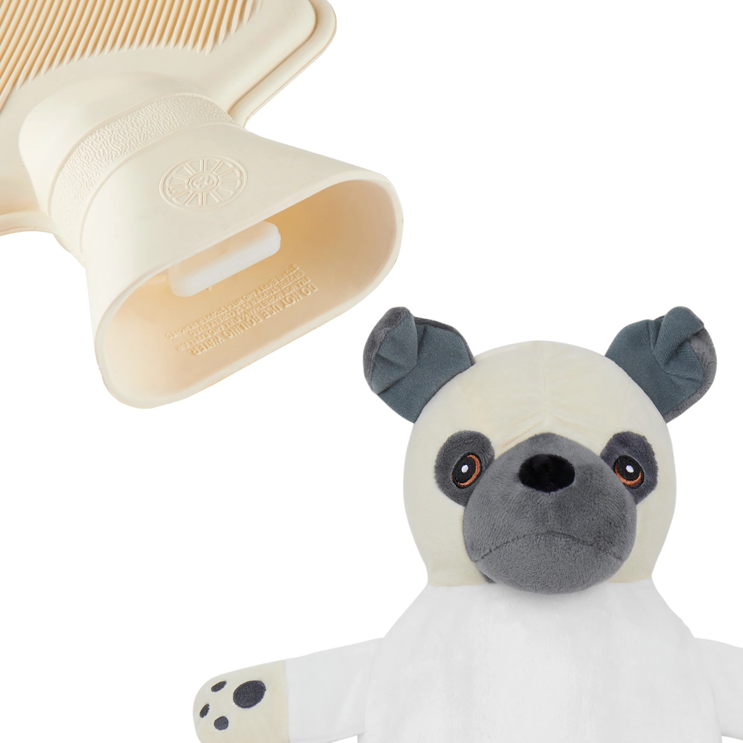 Hot Water Bottle with Animal Fleece Cover - Pug - Image 3