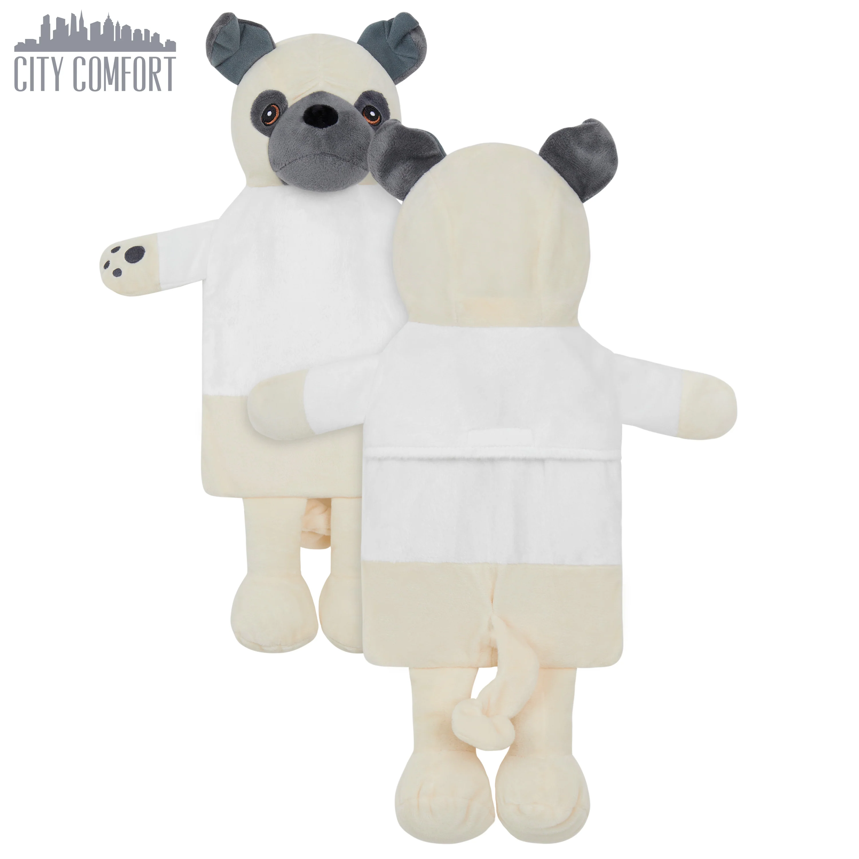 Hot Water Bottle with Animal Fleece Cover - Pug - Image 4
