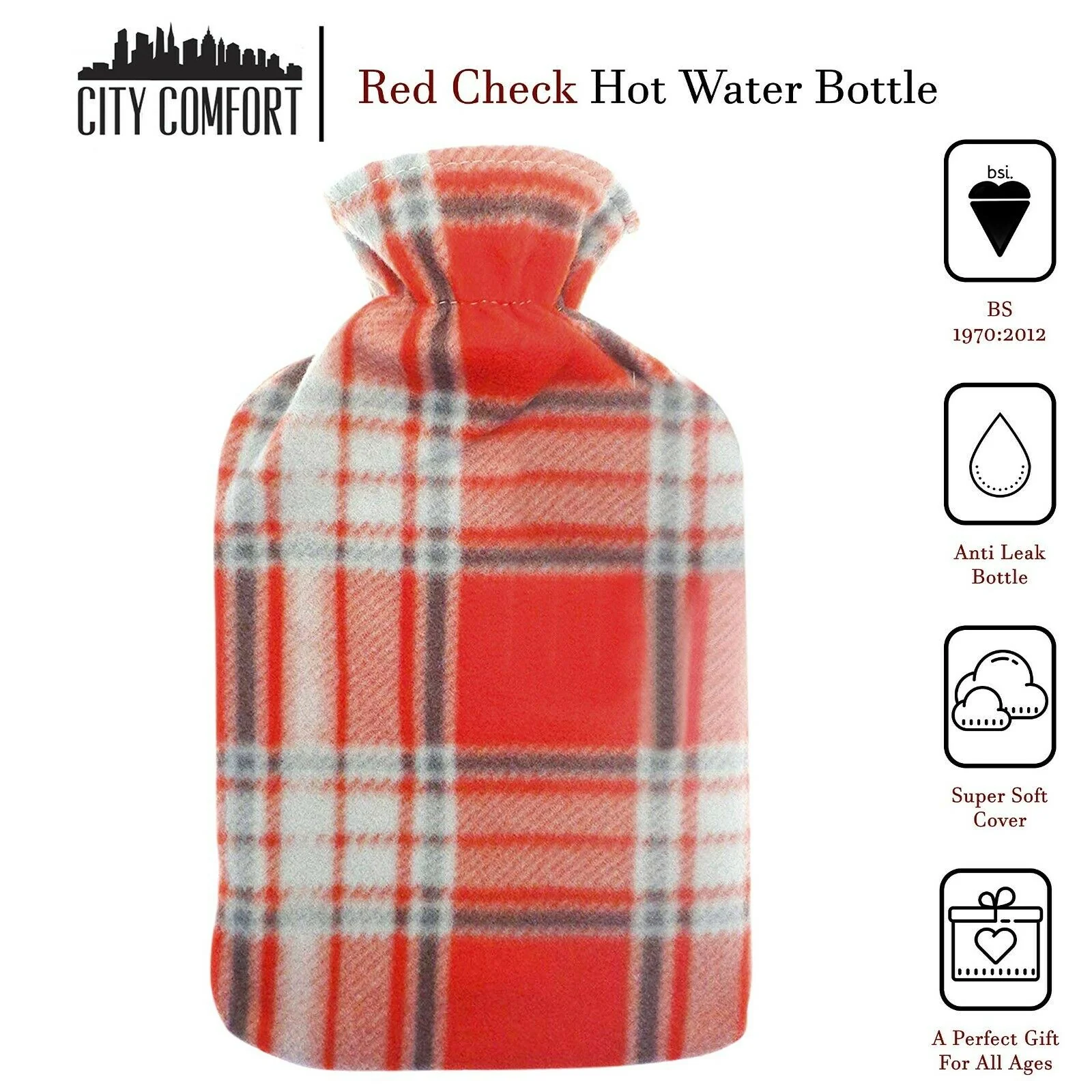 Hot Water Bottle with Beautiful Fleece Print Soft Cover - Image 2