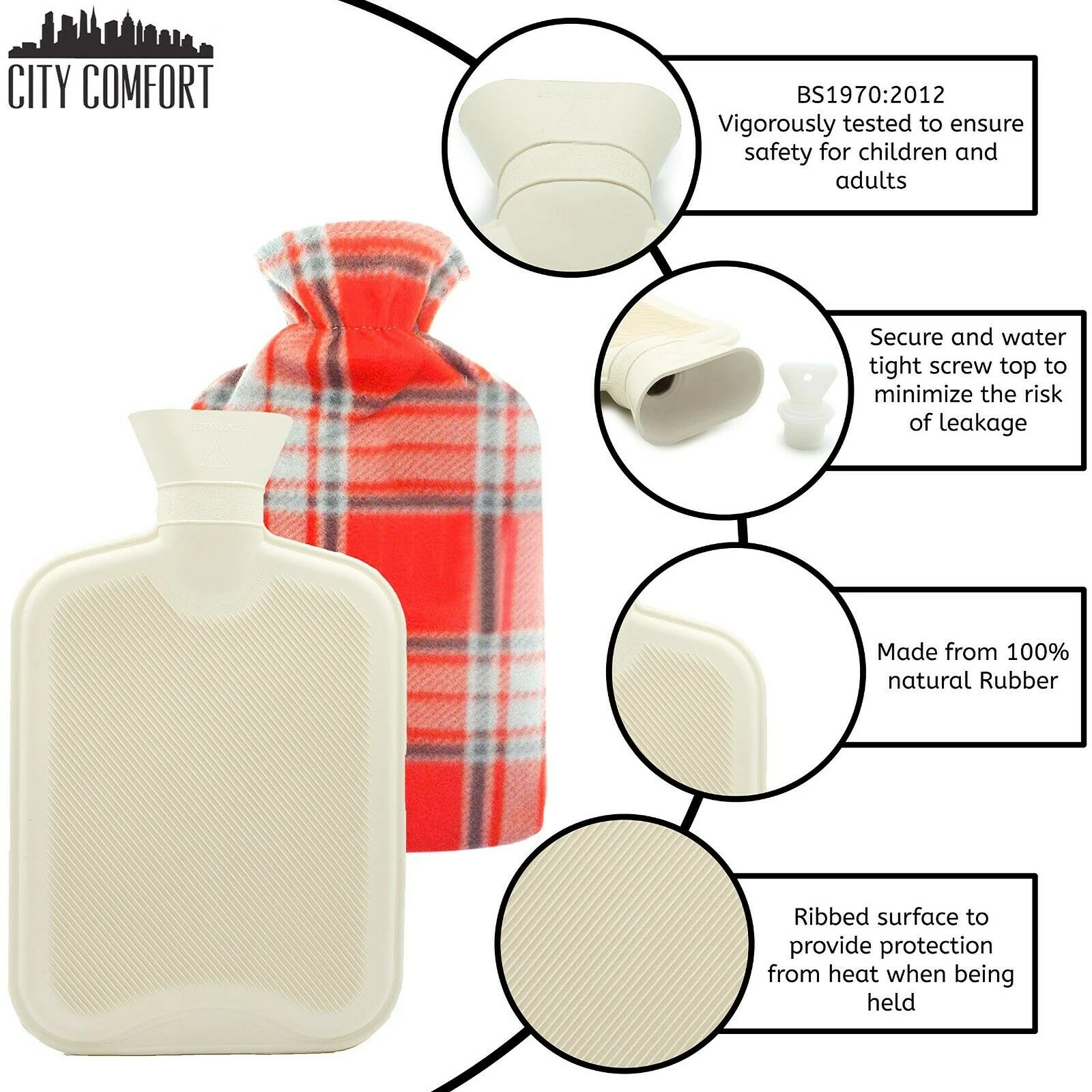 Hot Water Bottle with Beautiful Fleece Print Soft Cover - Image 3