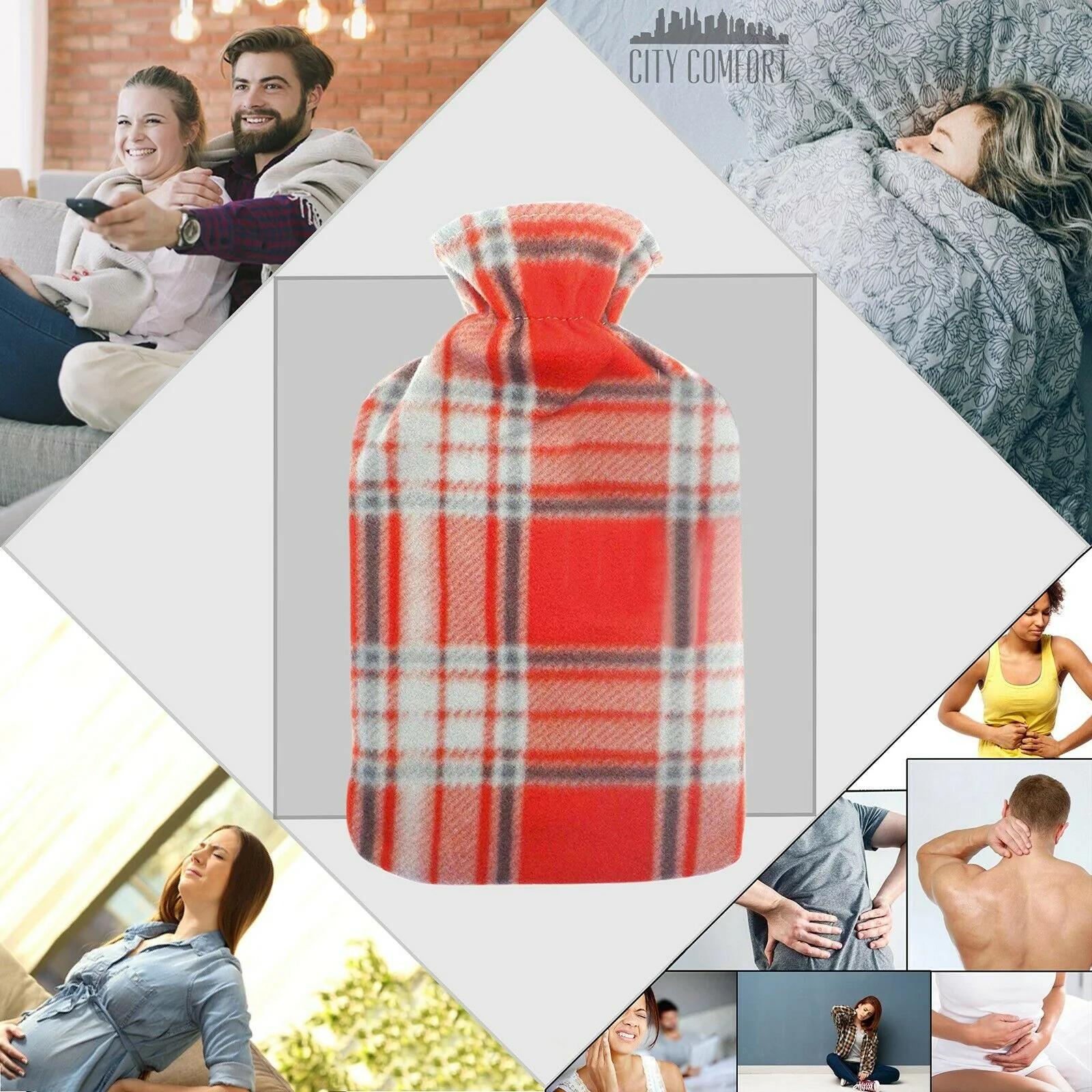 Hot Water Bottle with Beautiful Fleece Print Soft Cover - Image 5