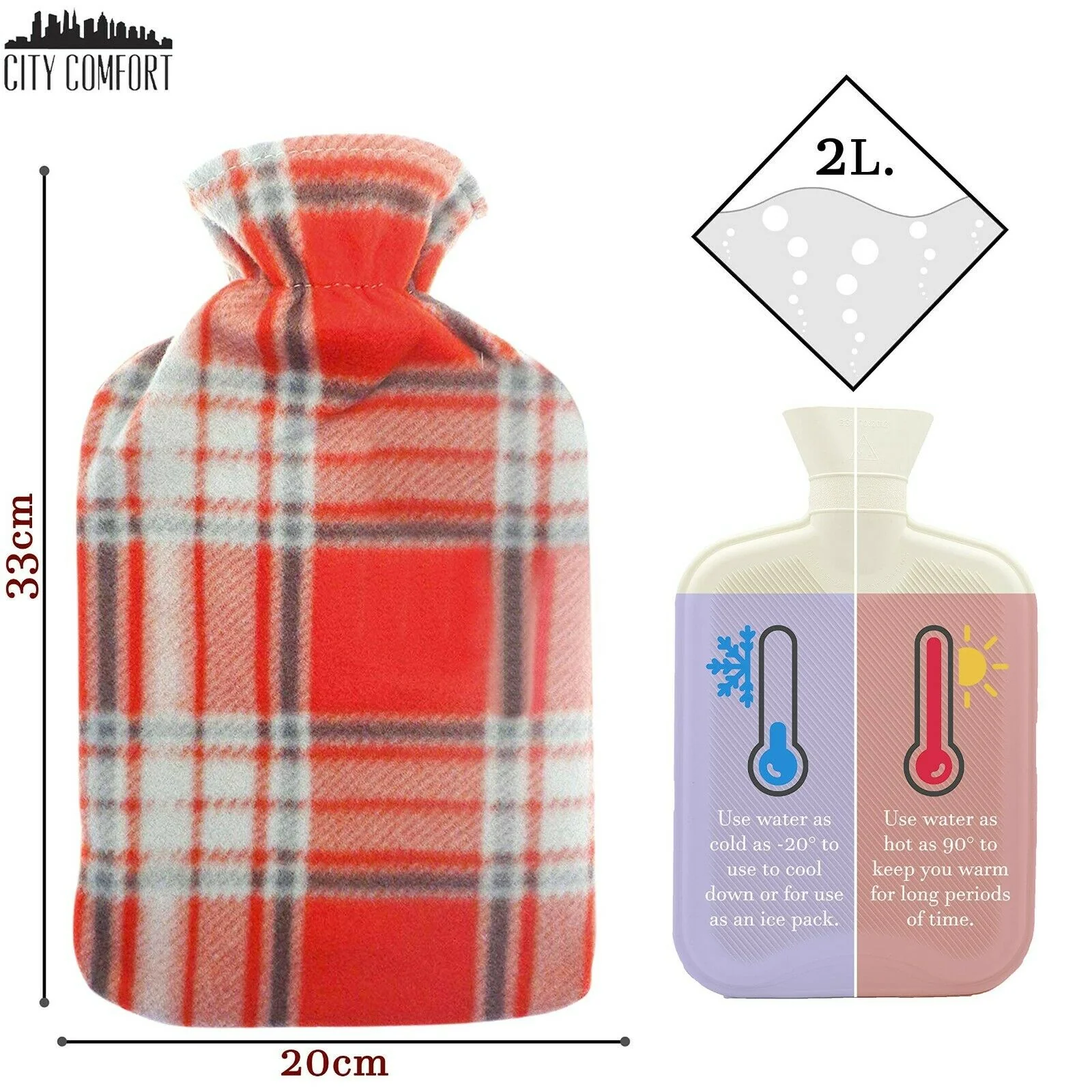 Hot Water Bottle with Beautiful Fleece Print Soft Cover - Image 7