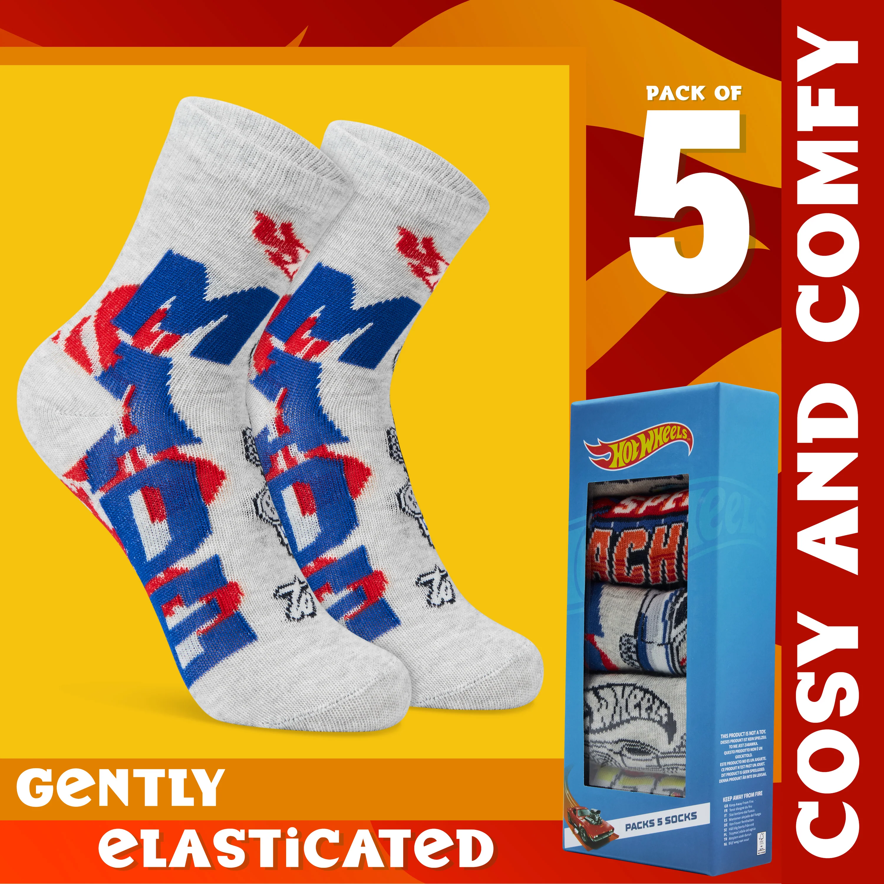 Hot Wheels Boys Calf Socks, Soft Breathable Kids Socks Pack of 5 - Gifts for Boys - Image 4