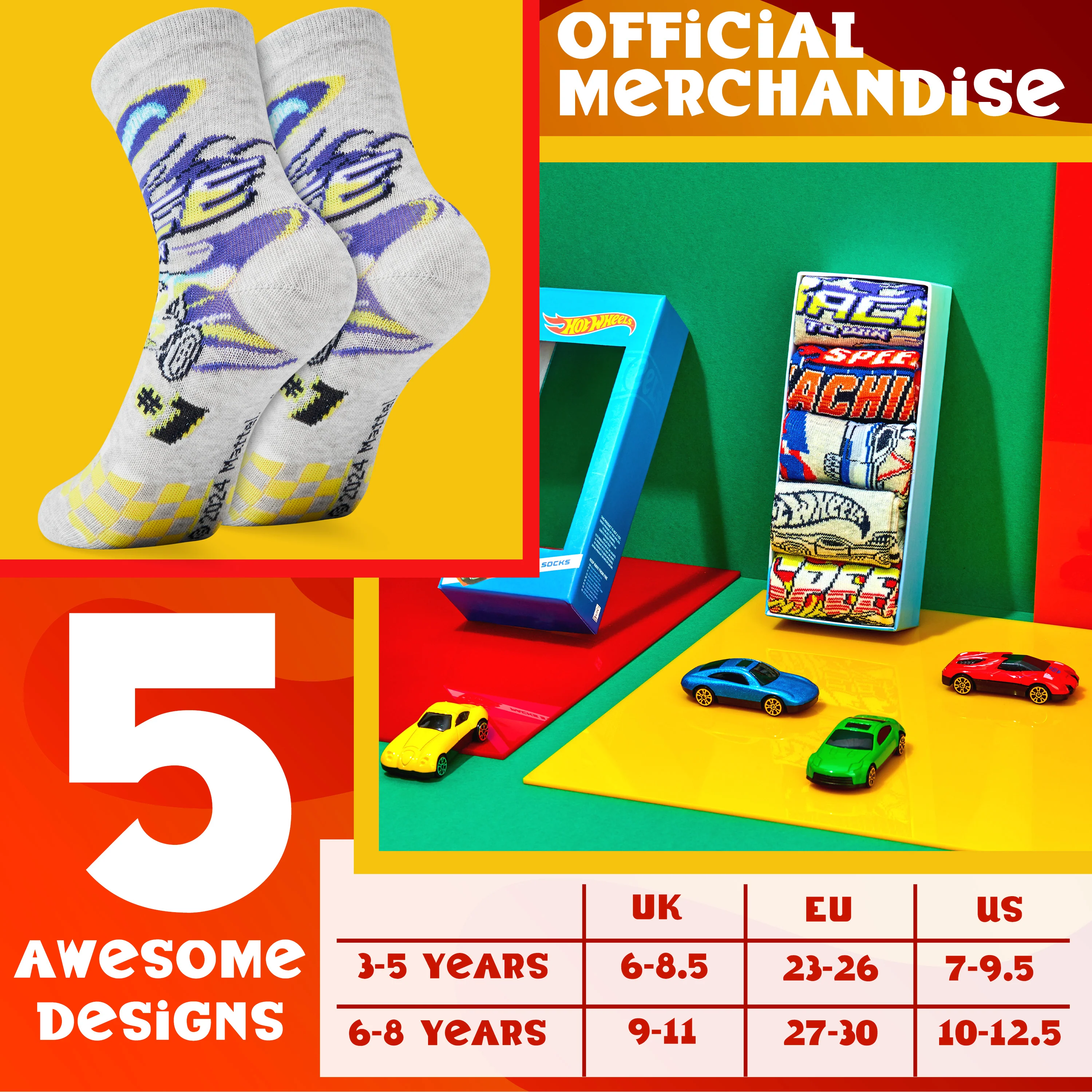 Hot Wheels Boys Calf Socks, Soft Breathable Kids Socks Pack of 5 - Gifts for Boys - Image 6