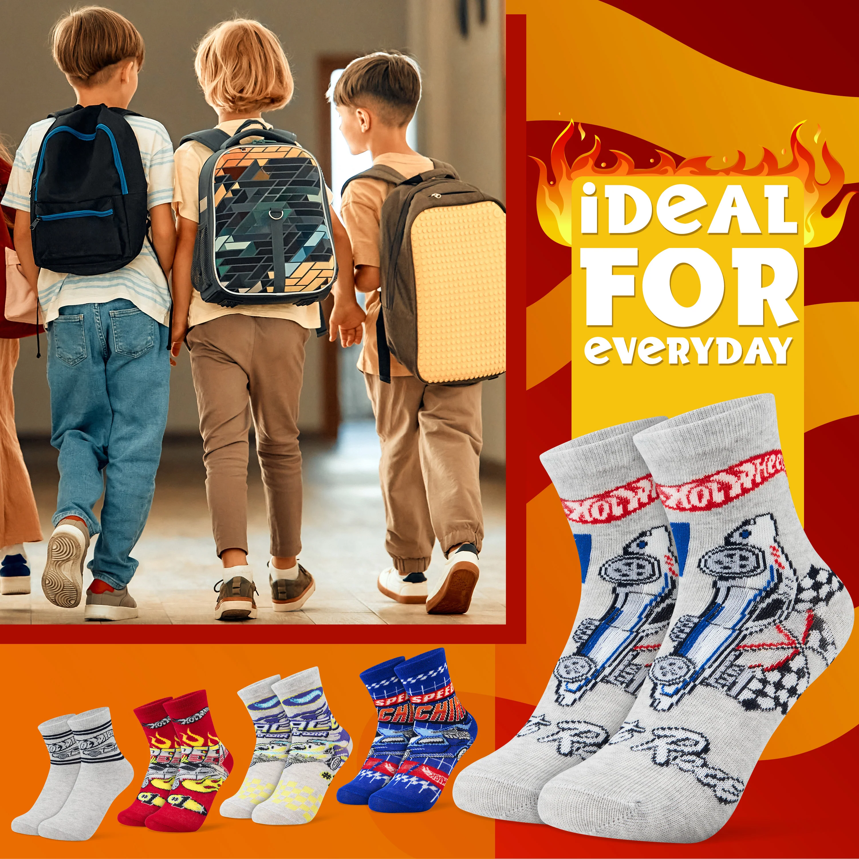 Hot Wheels Boys Calf Socks, Soft Breathable Kids Socks Pack of 5 - Gifts for Boys - Image 5