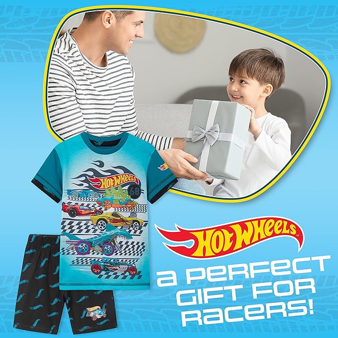 Hot Wheels Boys Pyjamas 2 Piece Summer Nightwear Set Short PJs Soft Breathable Lounge Wear Gifts for Boys - Image 2