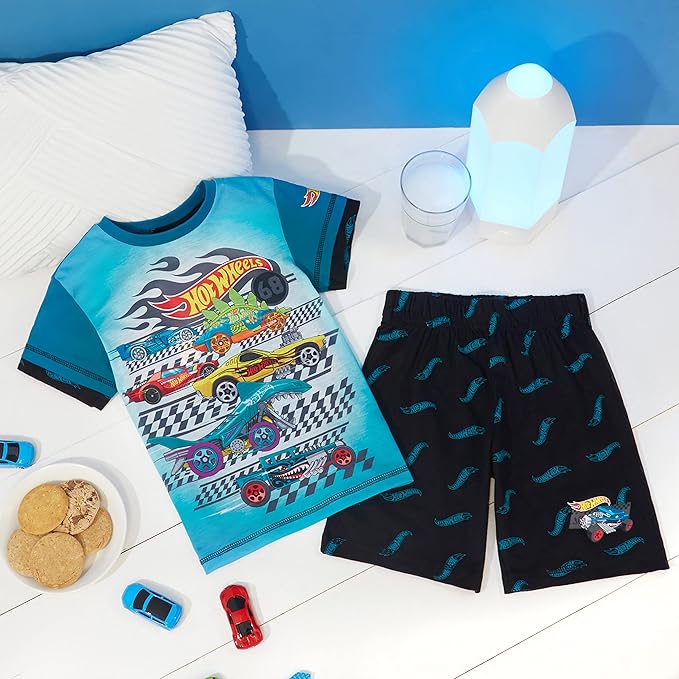 Hot Wheels Boys Pyjamas 2 Piece Summer Nightwear Set Short PJs Soft Breathable Lounge Wear Gifts for Boys - Image 3