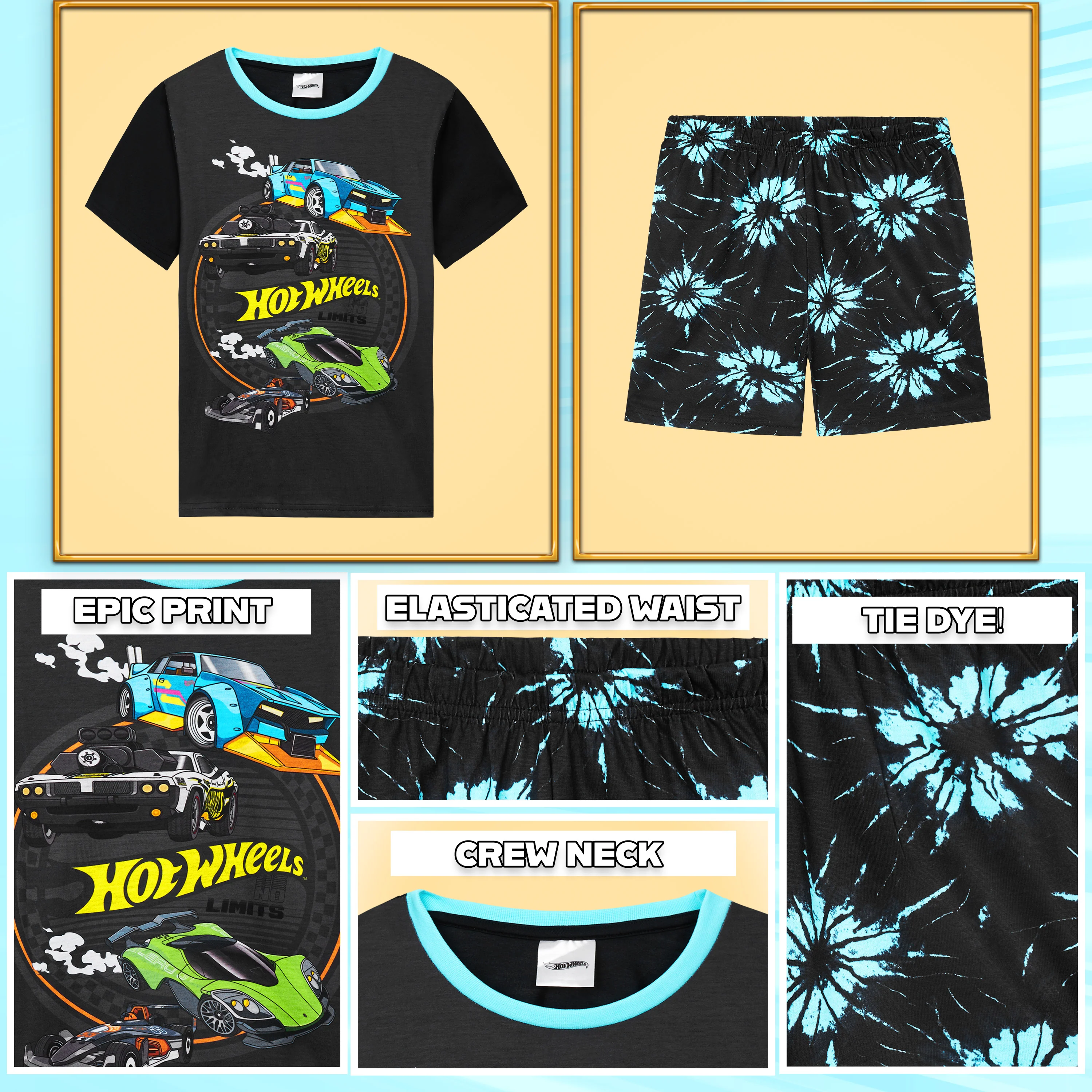 Hot Wheels Boys Pyjamas 2 Piece Summer Nightwear Set Short PJs Soft Breathable Lounge Wear Gifts for Boys - Image 5