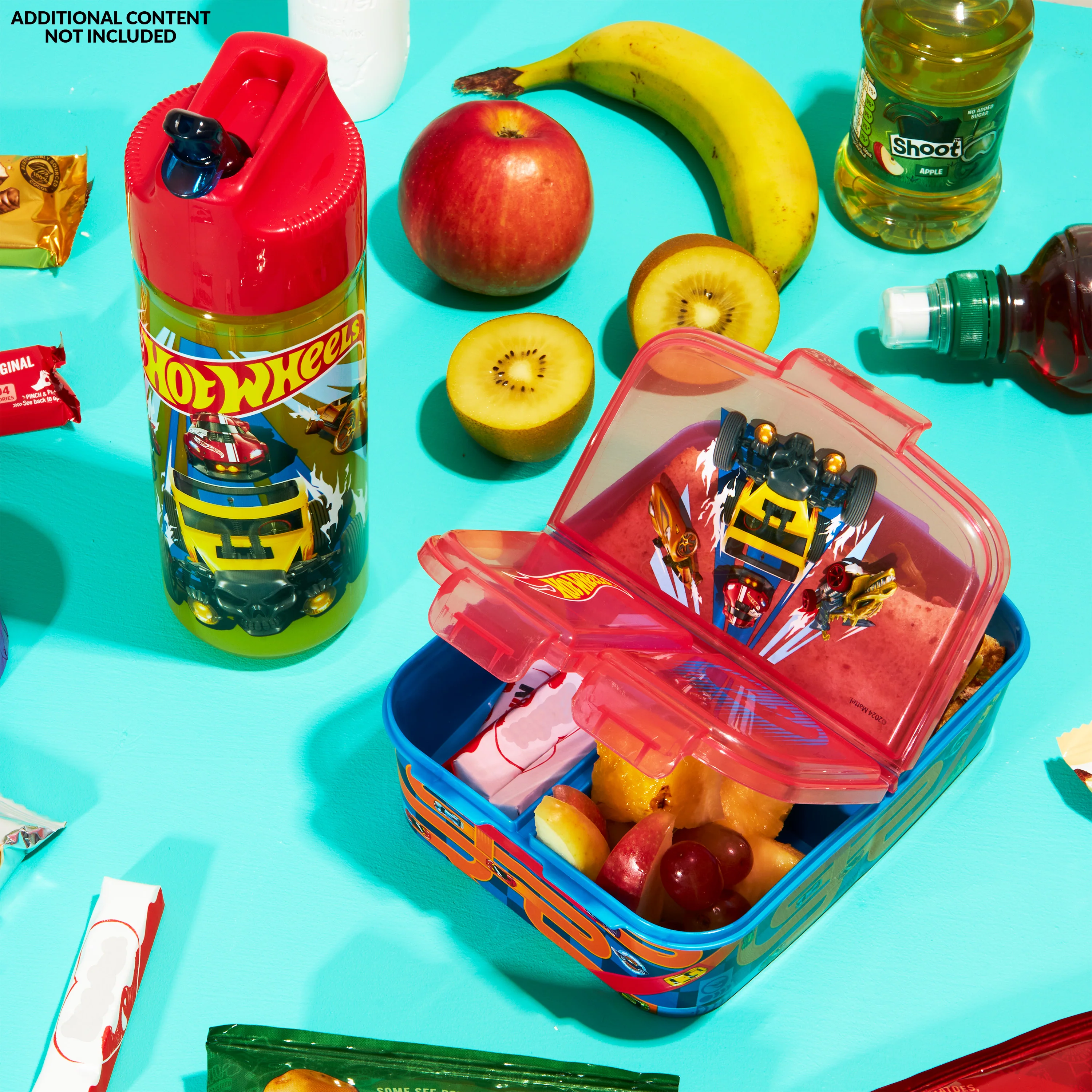 Hot Wheels Kids Lunchbox with Compartments & Water Bottle for School, Day Trips - Image 2