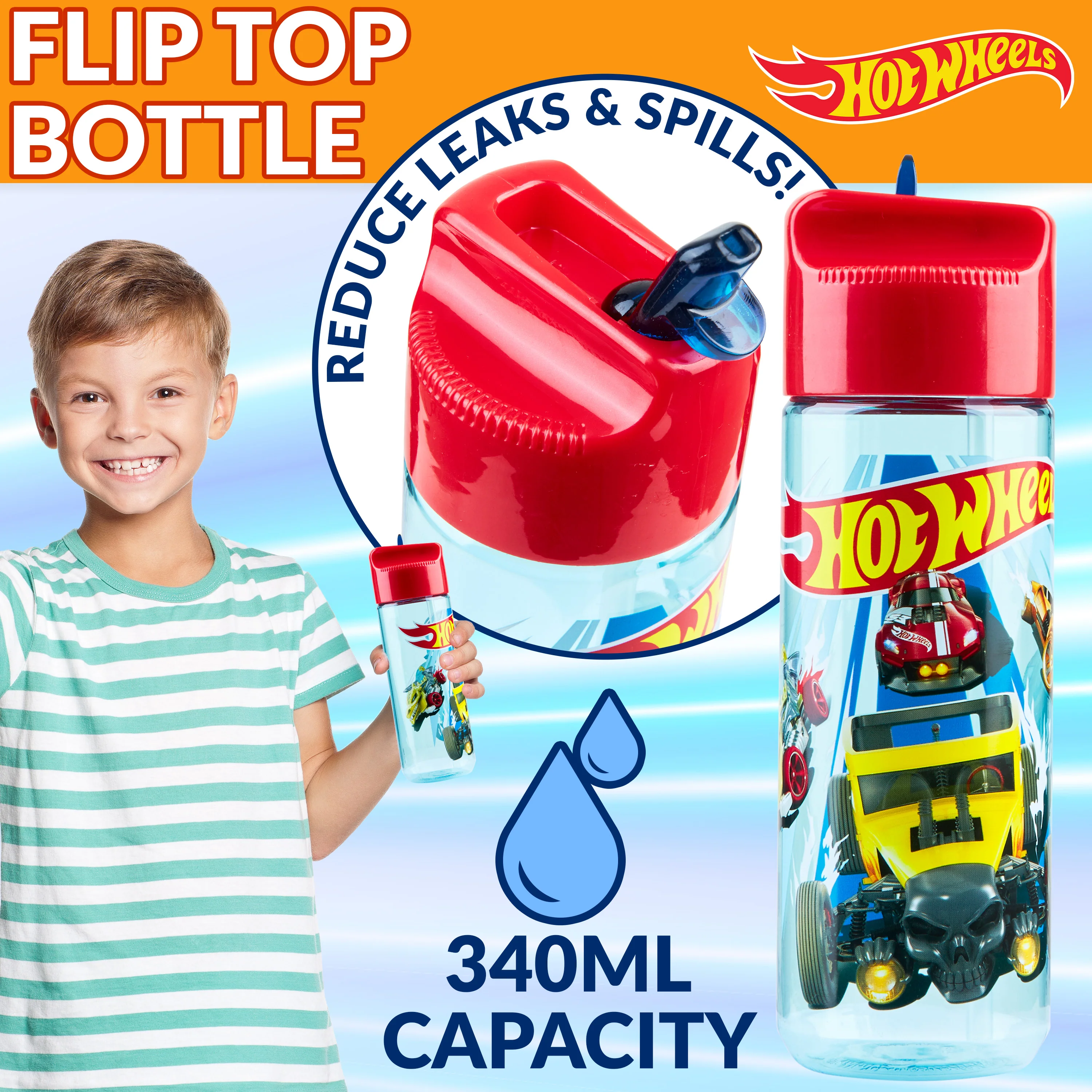 Hot Wheels Kids Lunchbox with Compartments & Water Bottle for School, Day Trips - Image 4