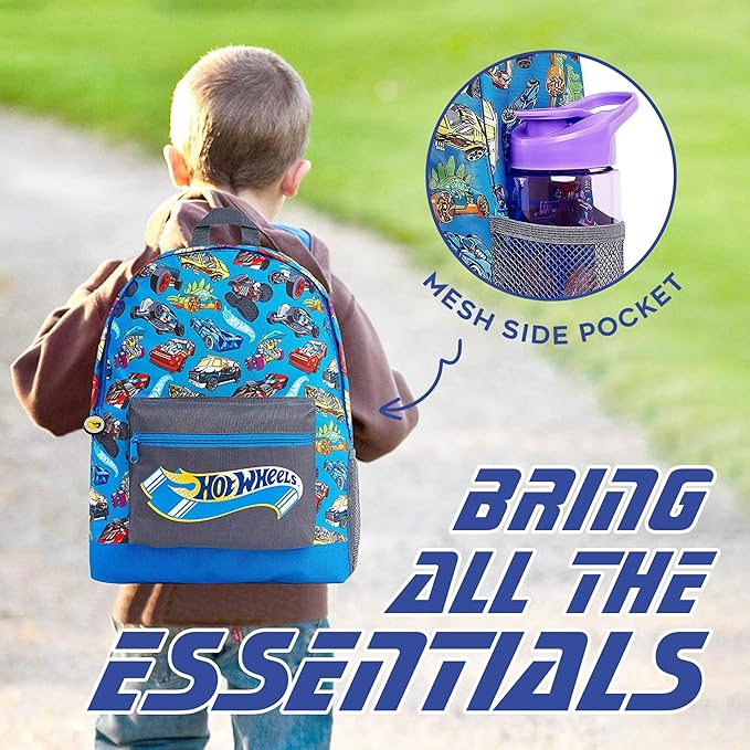Hot Wheels School Bag, Official Kids Backpack with Cars Print, Large Blue Rucksack for School Sports Travel, Back to School Supplies for Children, Gifts for Boys Girls Teenagers - Image 4