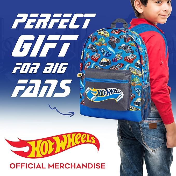 Hot Wheels School Bag, Official Kids Backpack with Cars Print, Large Blue Rucksack for School Sports Travel, Back to School Supplies for Children, Gifts for Boys Girls Teenagers - Image 7