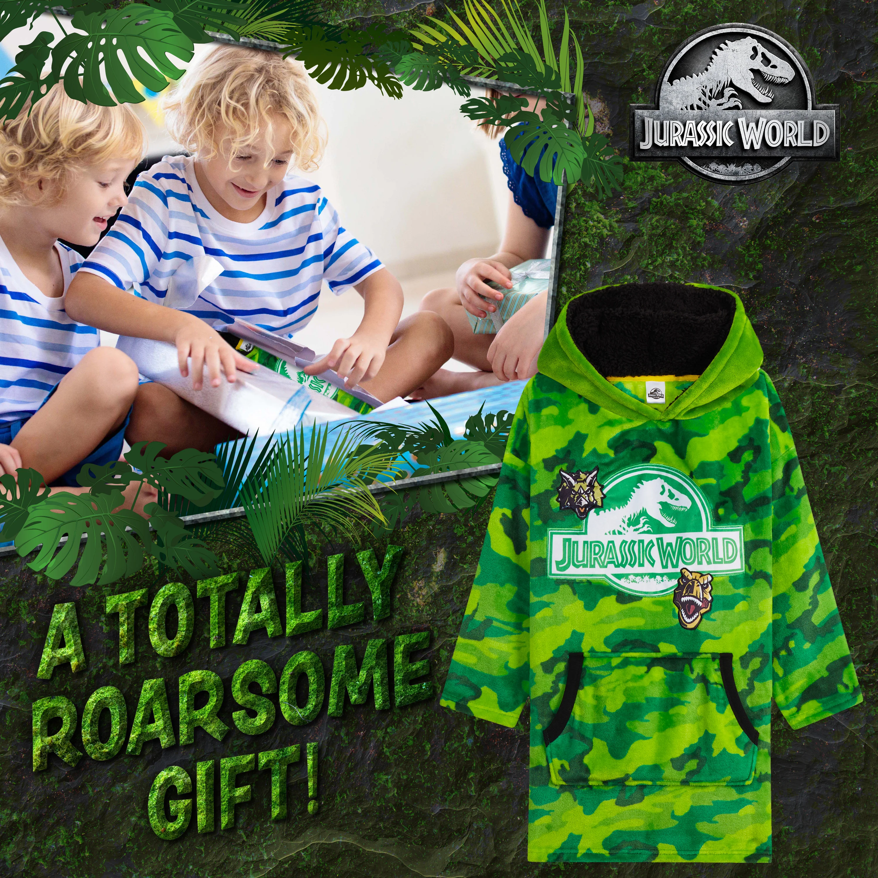 Jurassic World Blanket Hoodie - Jurassic World Fleece Oversized Hoodie - Image 2
