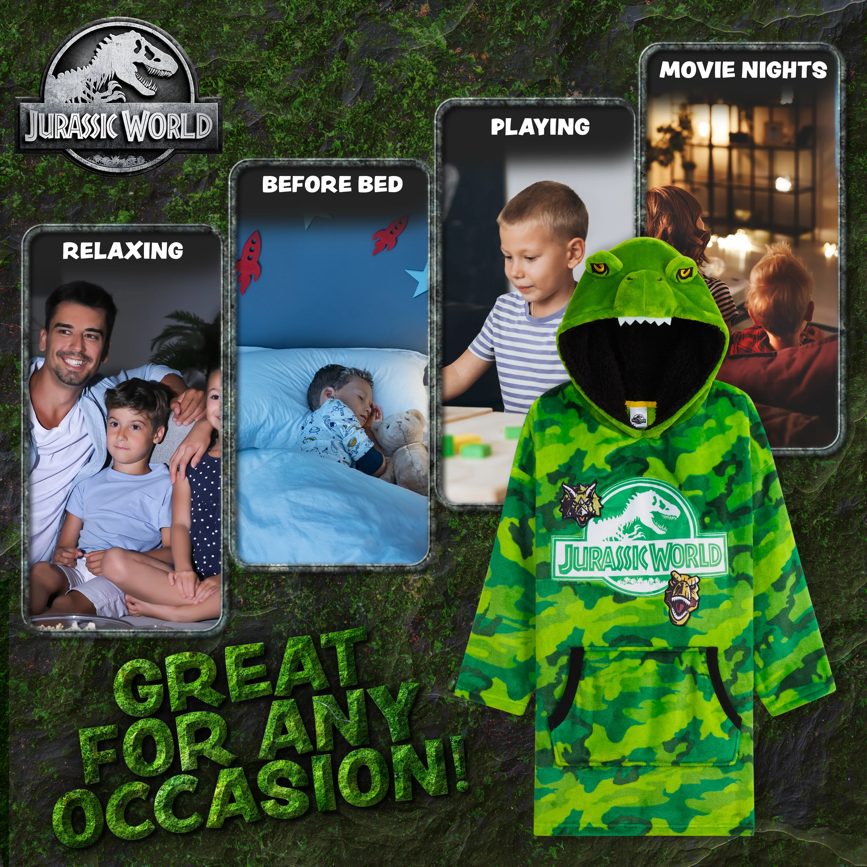 Jurassic World Blanket Hoodie - Jurassic World Fleece Oversized Hoodie - Image 4