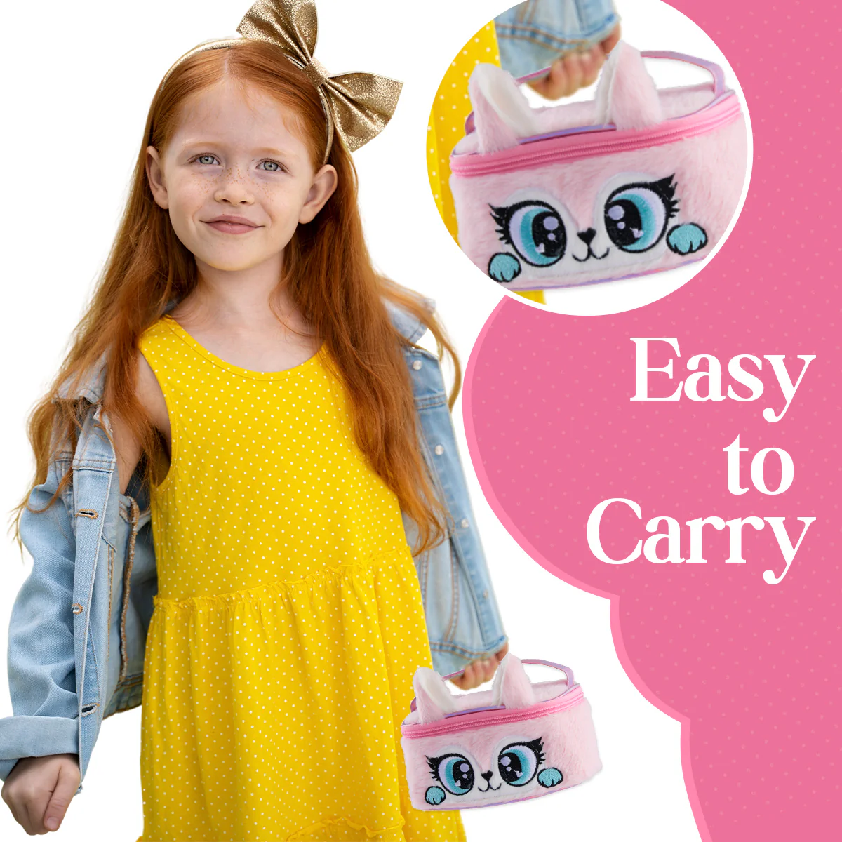 Kids Makeup Sets for Girls - Plush Beauty Case with Nail Varnish & Lipgloss - Pink - Image 6