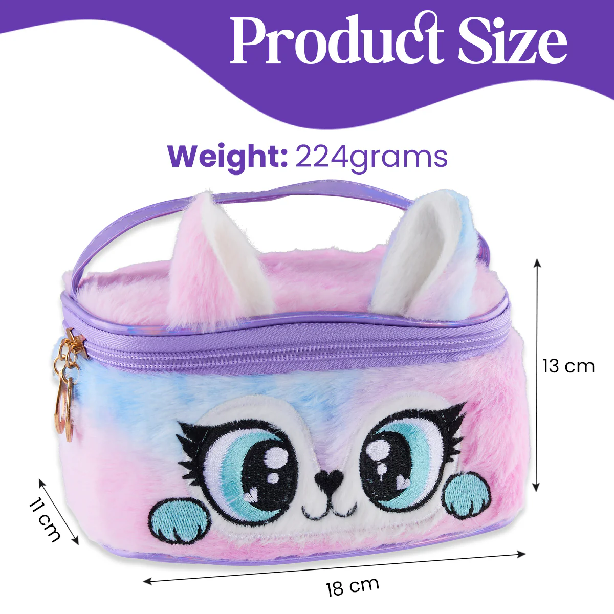 Kids Makeup Sets for Girls - Plush Beauty Case with Nail Varnish & Lipgloss - Purple - Image 5