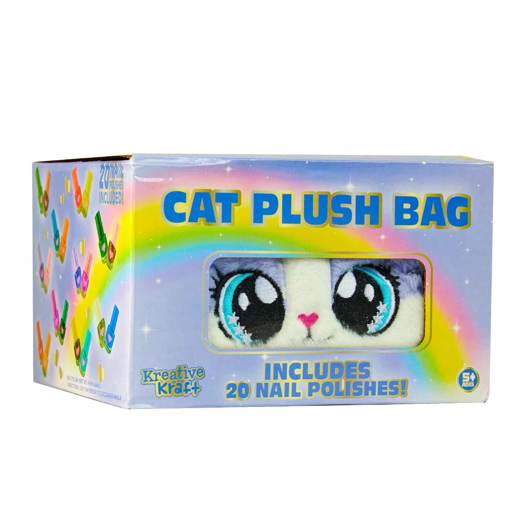 Kids Nail Polish Sets For Girls in Plush Cat Cosmetics Case