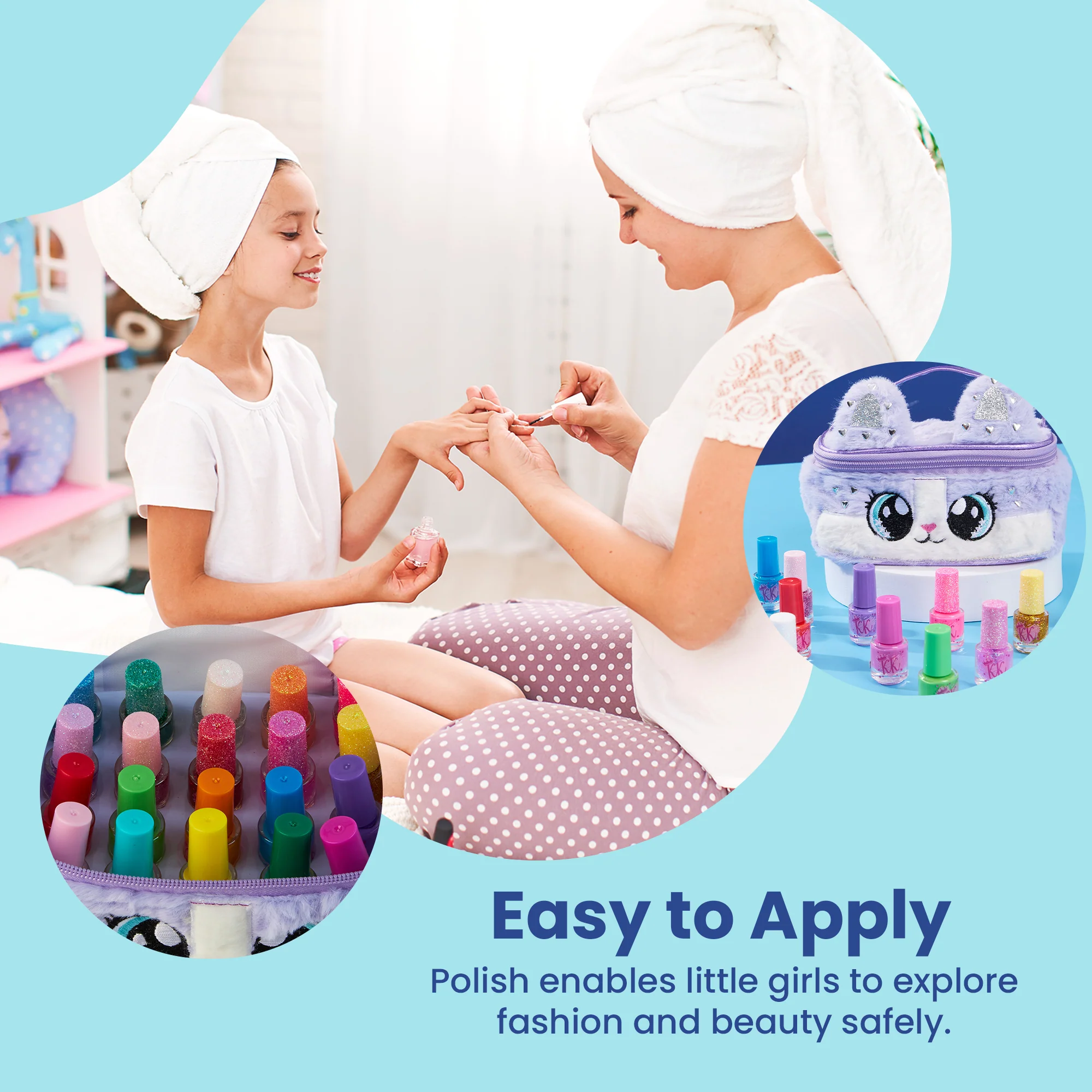 Kids Nail Polish Sets For Girls in Plush Cat Cosmetics Case - Image 7