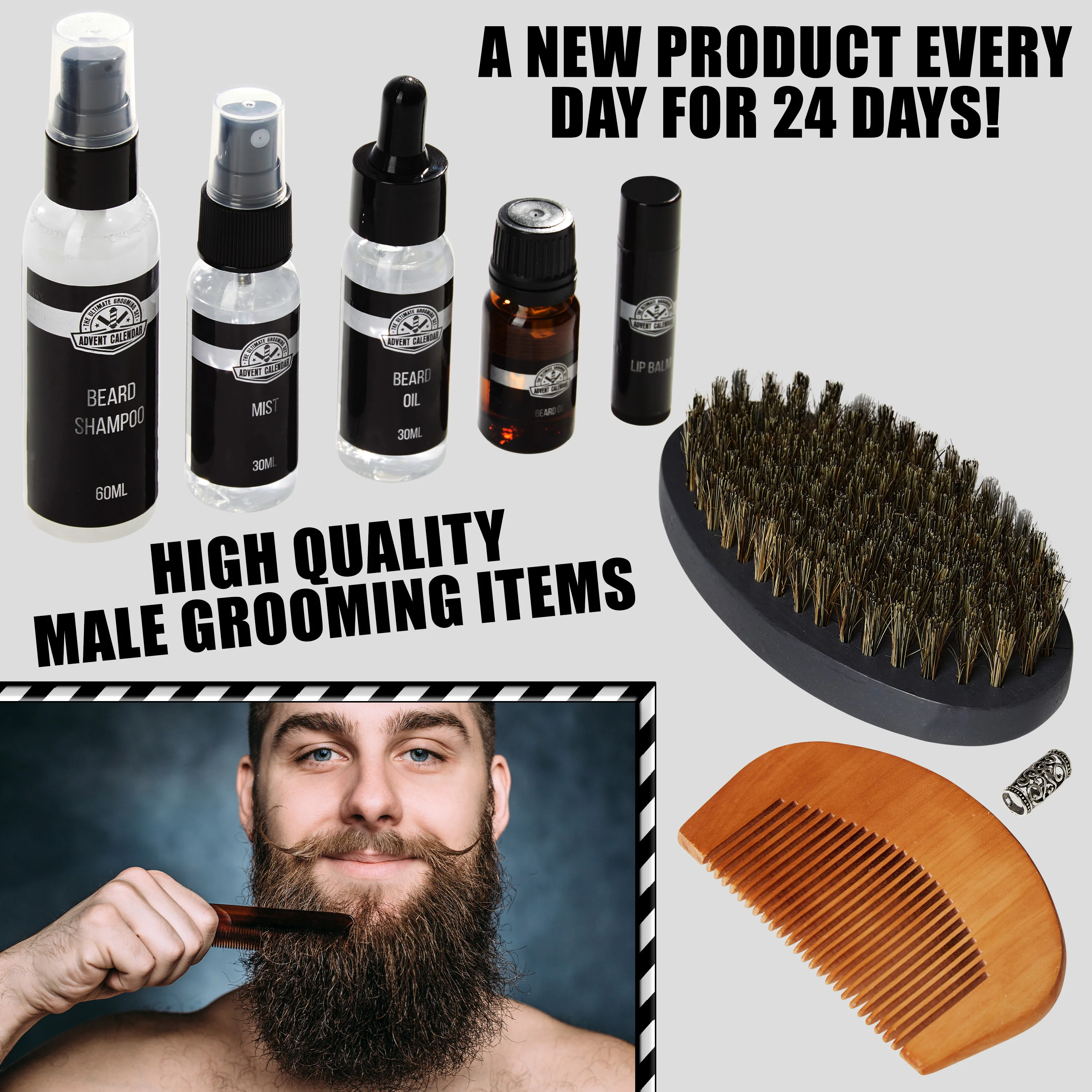 KreativeKraft Advent Calendar Beard Grooming Kit for Men, Dad Boyfriend Husband - Image 4