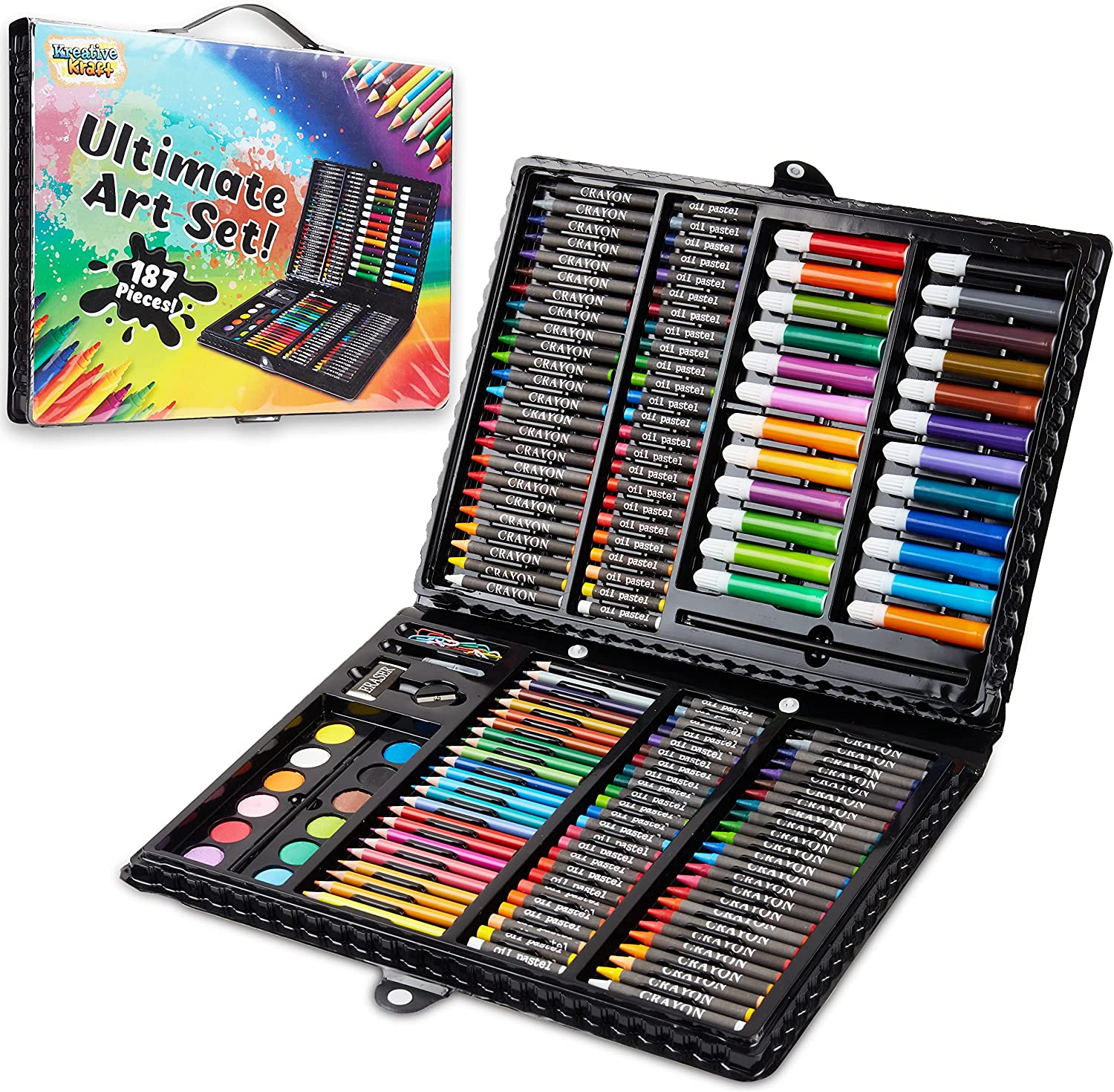KreativeKraft Art Set Kids and Adults -187pcs Carry Case Artist Set