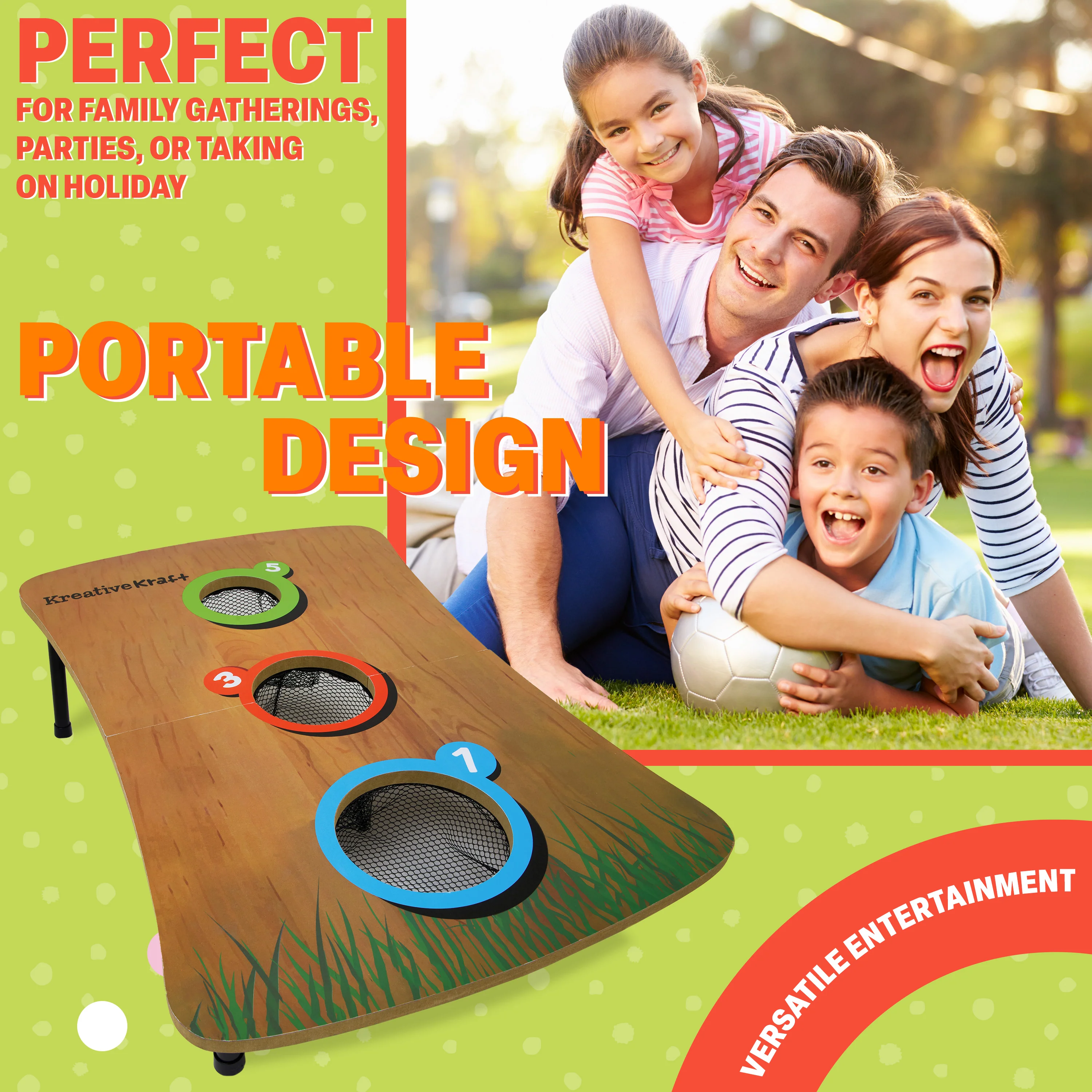 KreativeKraft Bean Bag Toss Game with Wooden Table - Image 4