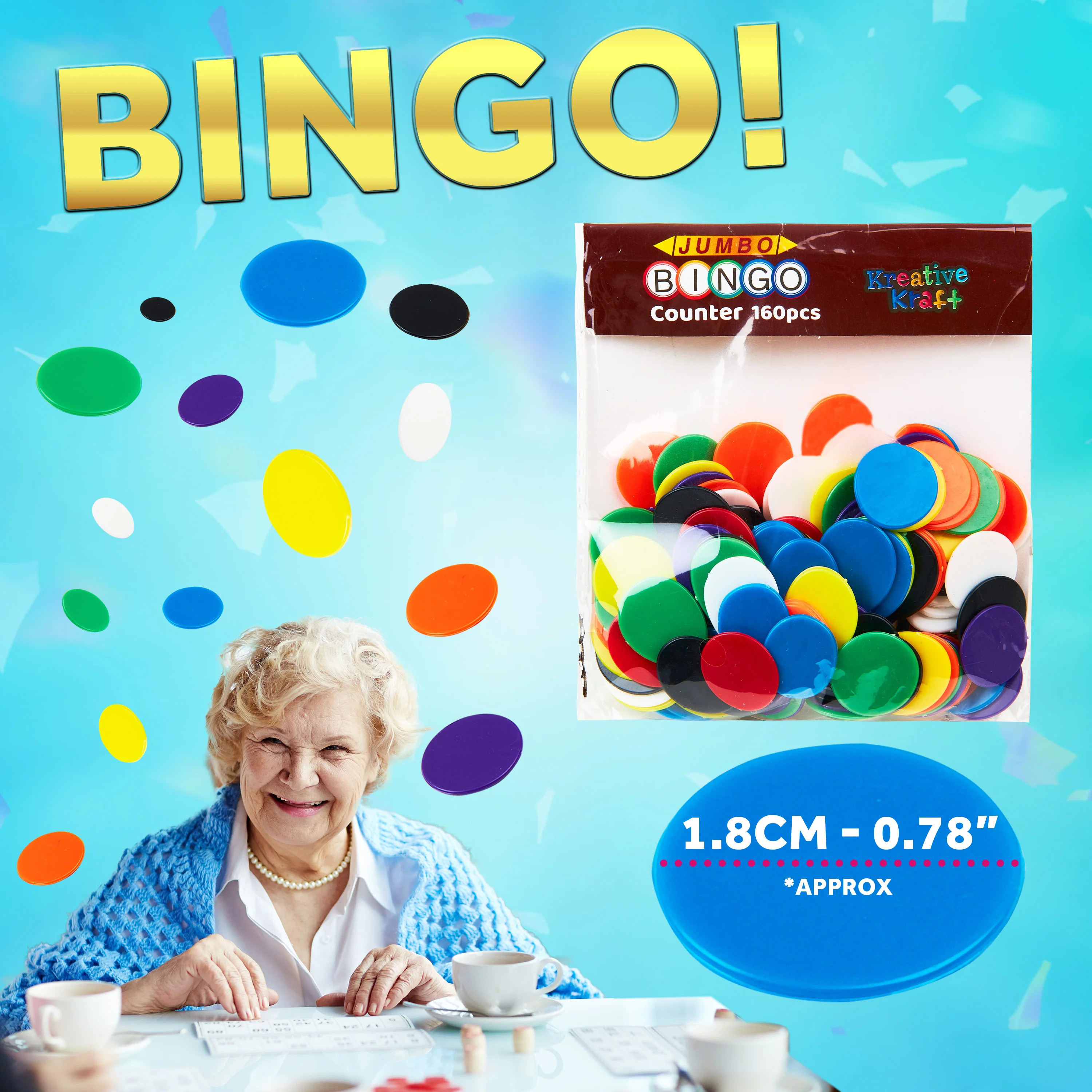 KreativeKraft Bingo Accessories Variety of Colourful Bingo Counters for Events Parties (Multi Chips) - Image 5