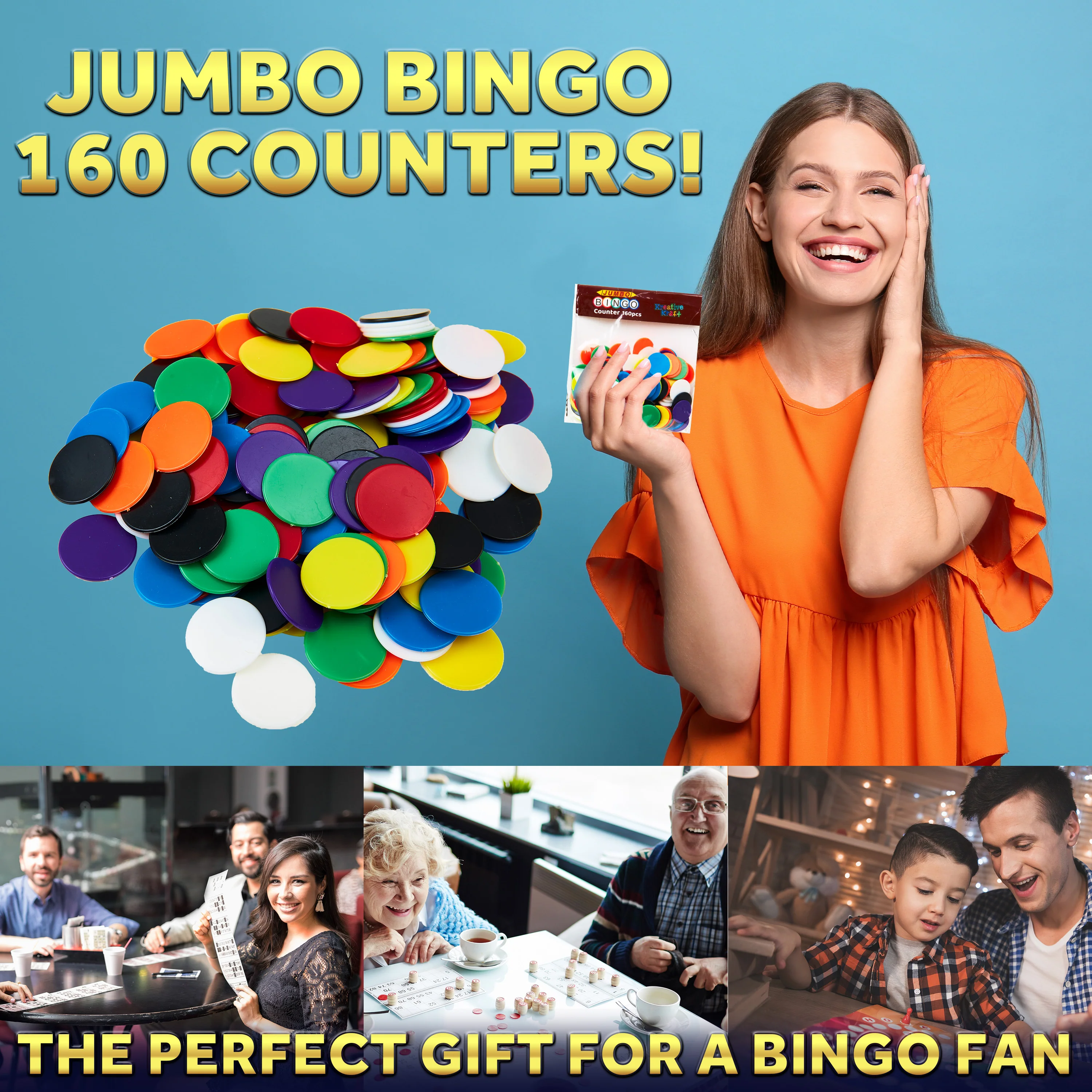 KreativeKraft Bingo Accessories Variety of Colourful Bingo Counters for Events Parties (Multi Chips) - Image 6