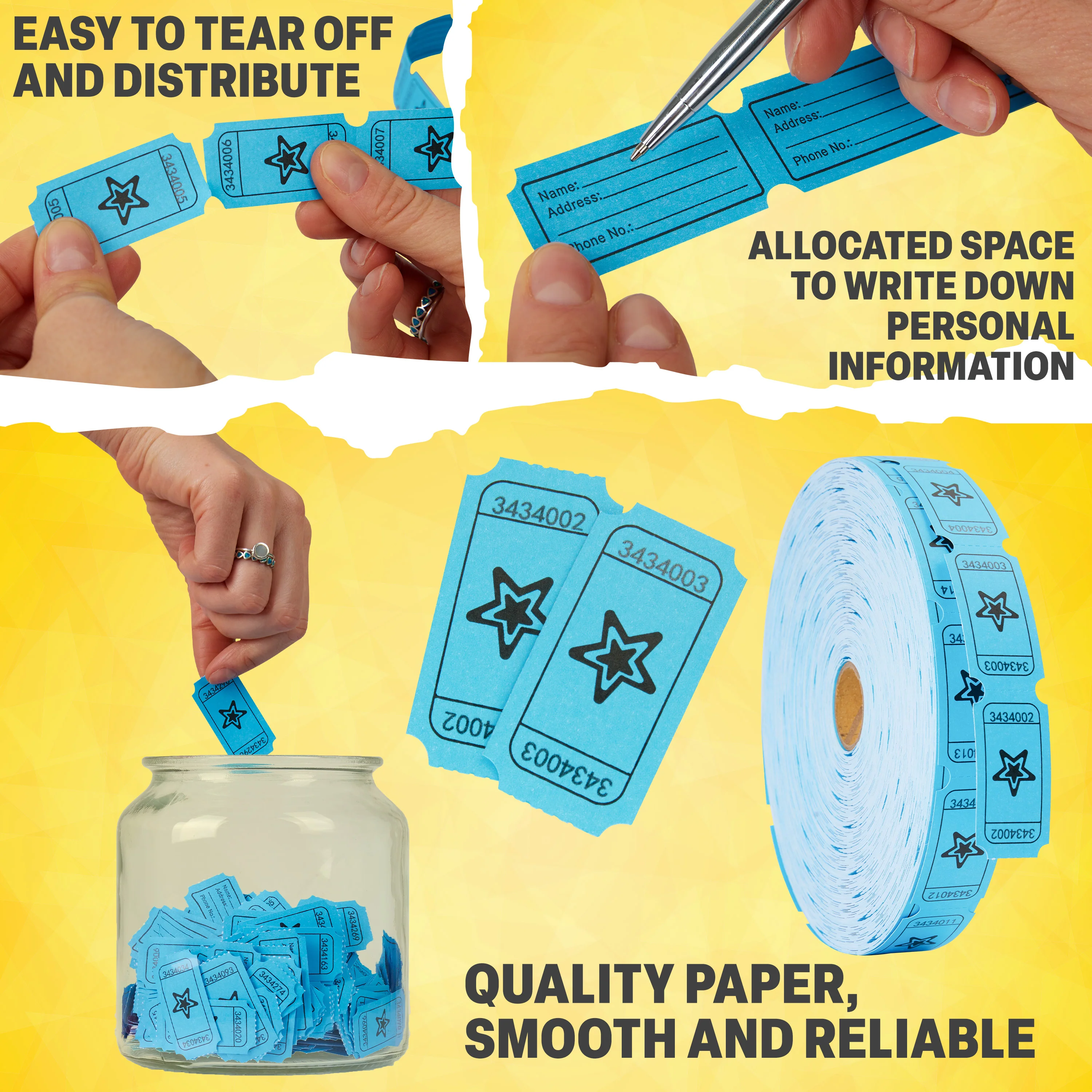 KreativeKraft Bingo Accessories Variety of Raffle Tickets Easy Tear for Events Parties (Blue Raffle) - Image 3