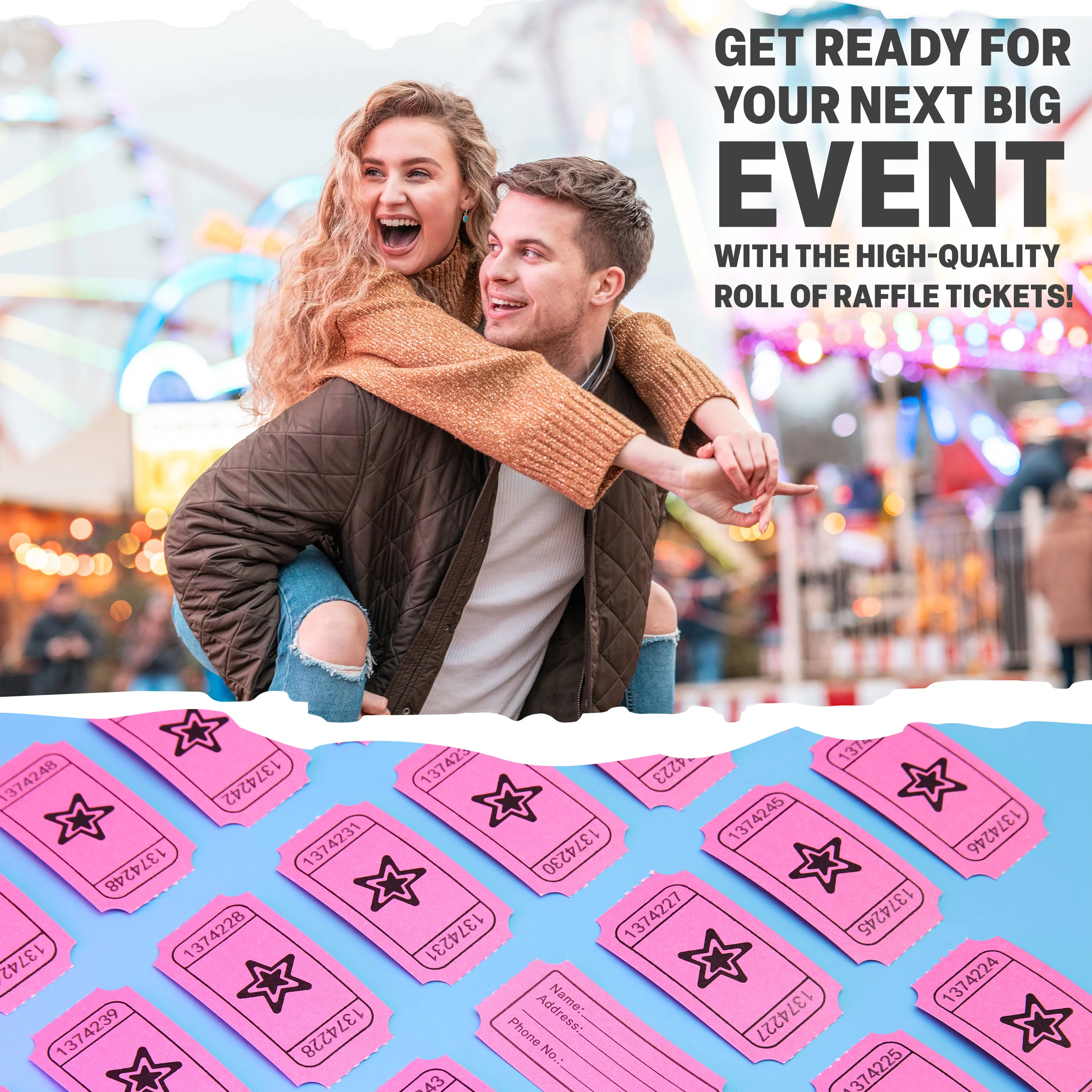 KreativeKraft Bingo Accessories Variety of Raffle Tickets Easy Tear for Events Parties (Pink Raffle) - Image 6
