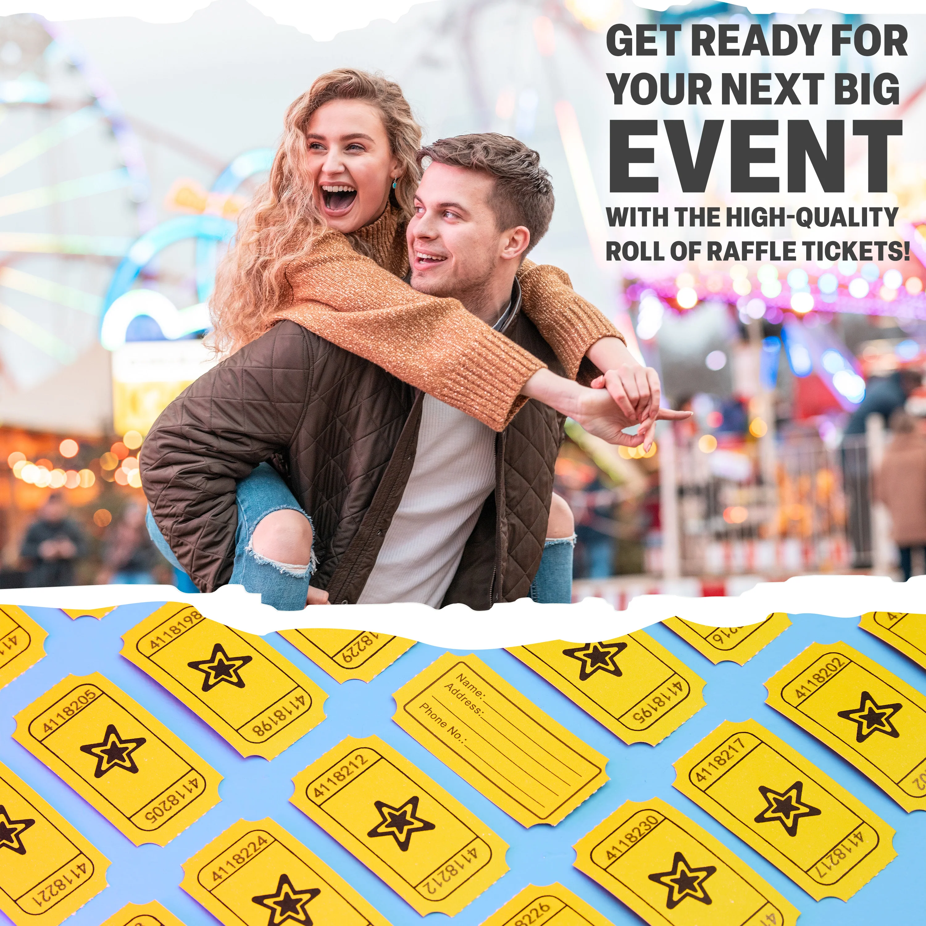 KreativeKraft Bingo Accessories Variety of Raffle Tickets Easy Tear for Events Parties (Yellow Raffle) - Image 6