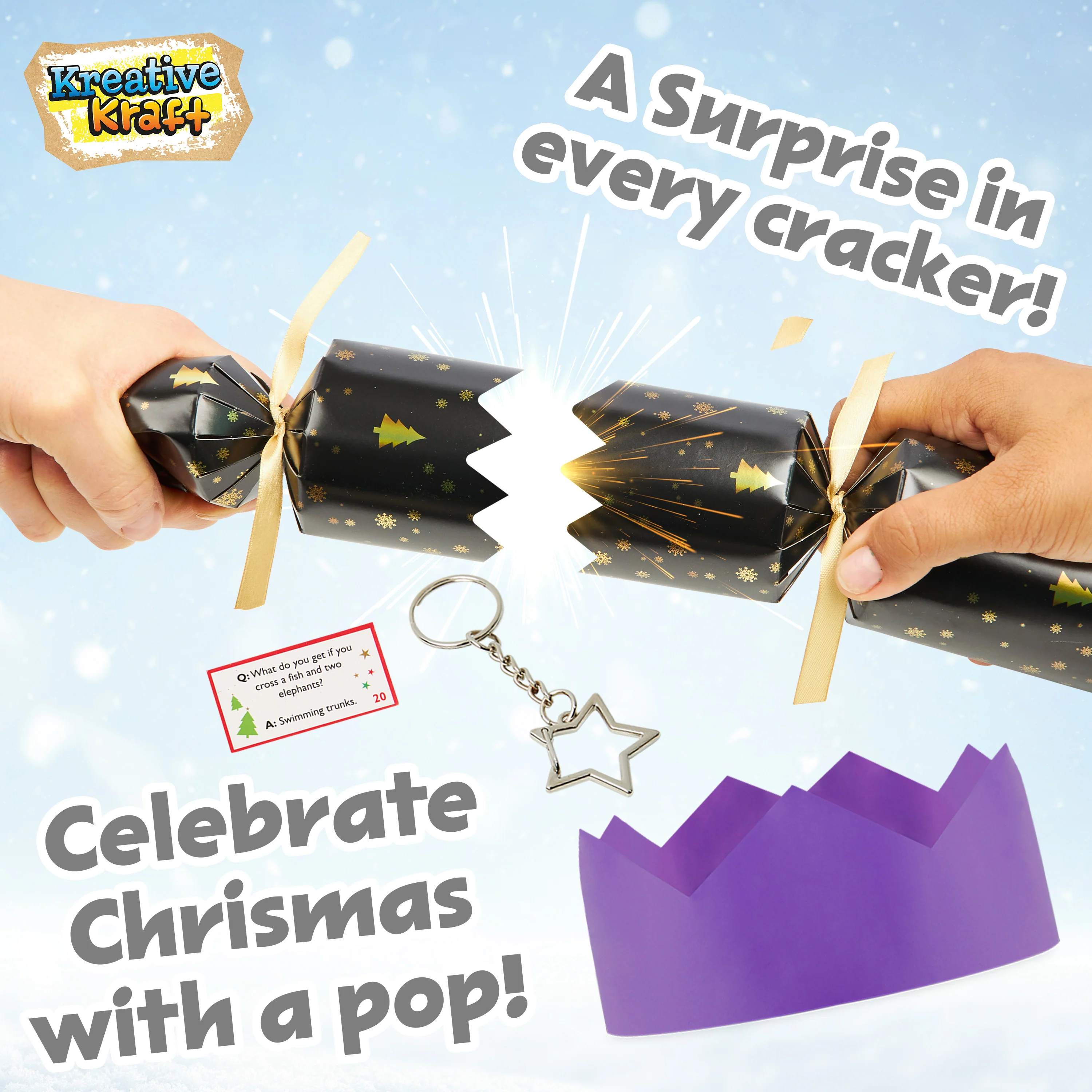 KreativeKraft Christmas Crackers Pack of 10 Crackers for Kids and Adults - Image 3