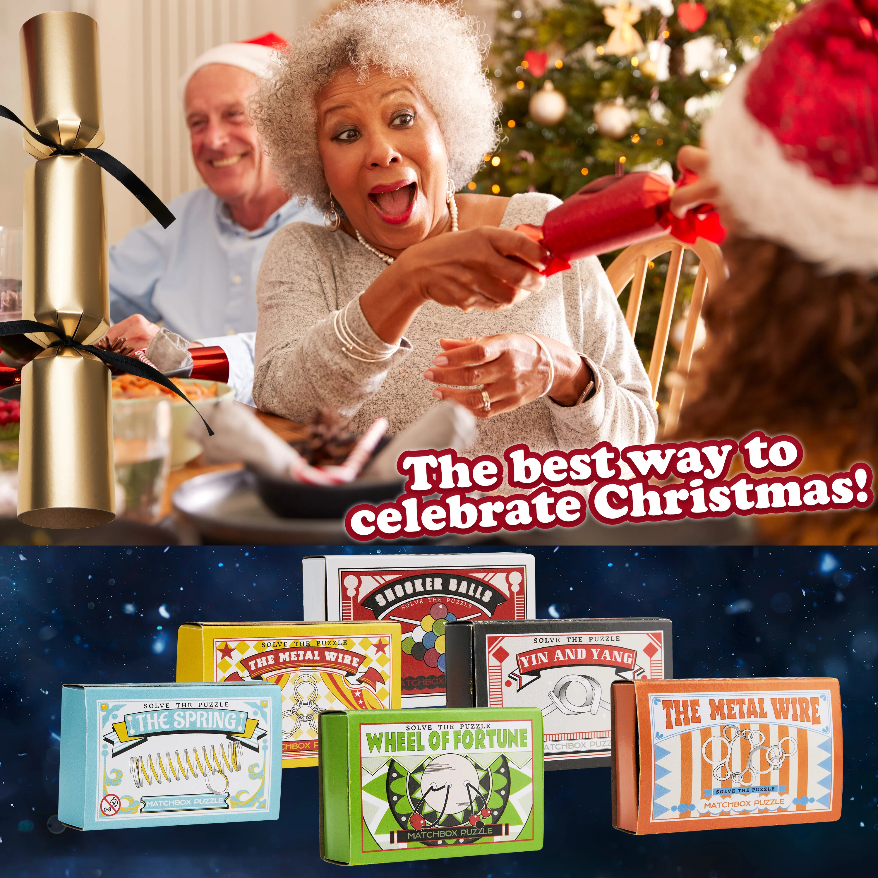 KreativeKraft Christmas Crackers, Pack of 6 Crackers with Puzzles, Festive Fun - Image 5
