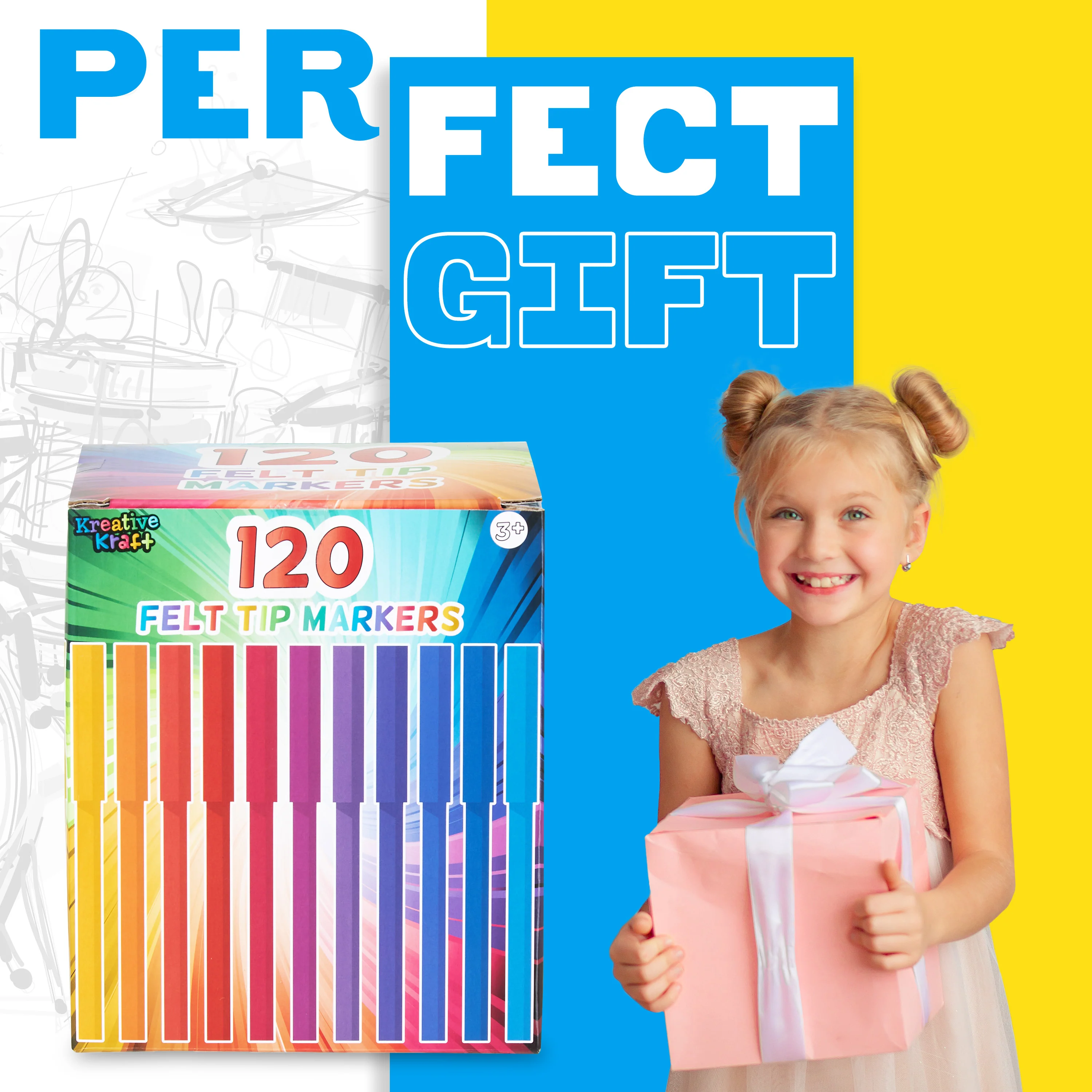 KreativeKraft Colouring Pens Set of 120 Felt Tip Pens - Colouring Pens for Kids, Teens and Adults - 30 Colours - Image 5