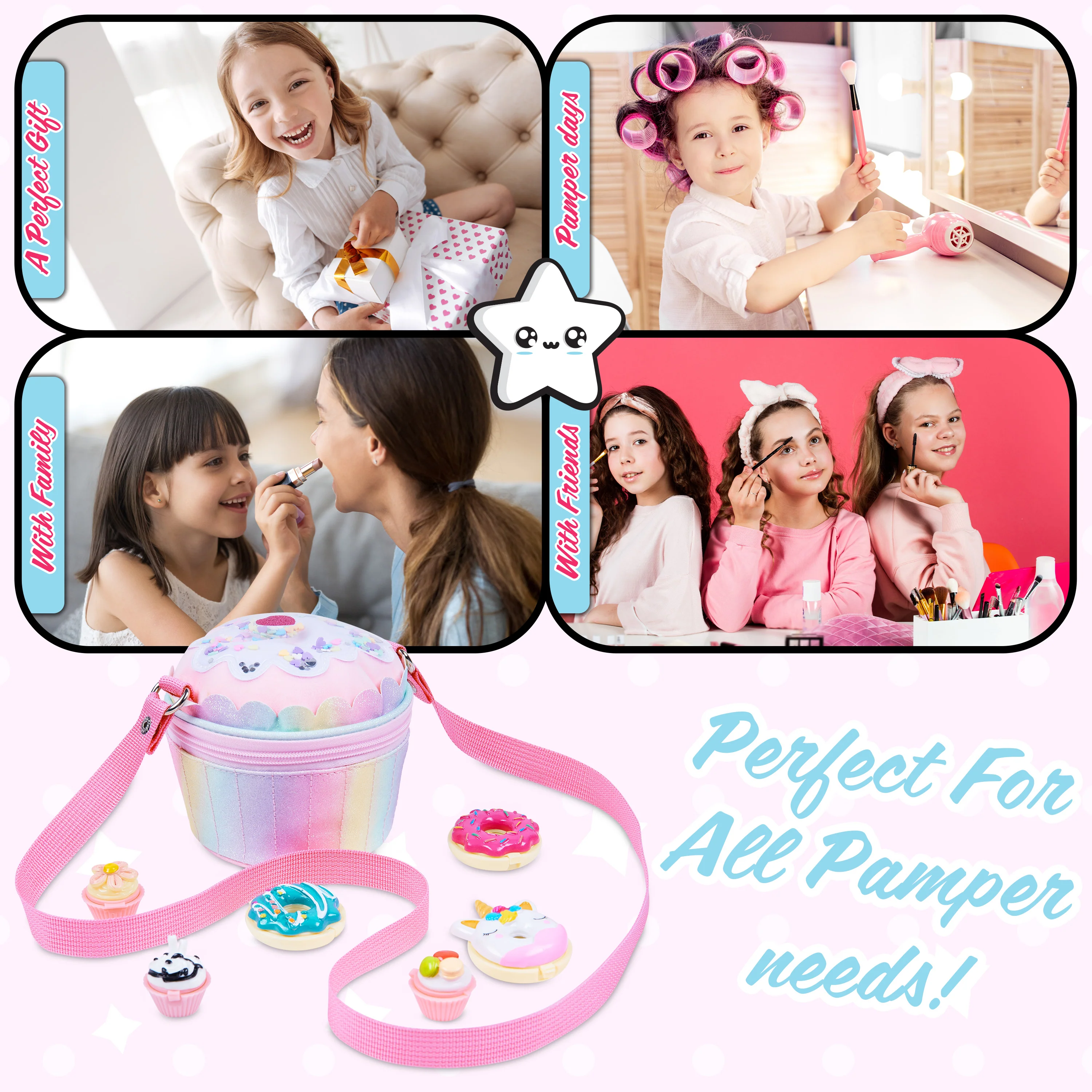 KreativeKraft Cross Body Bag Lip Balm Set for Girls Cupcake Shoulder Bag - Image 5