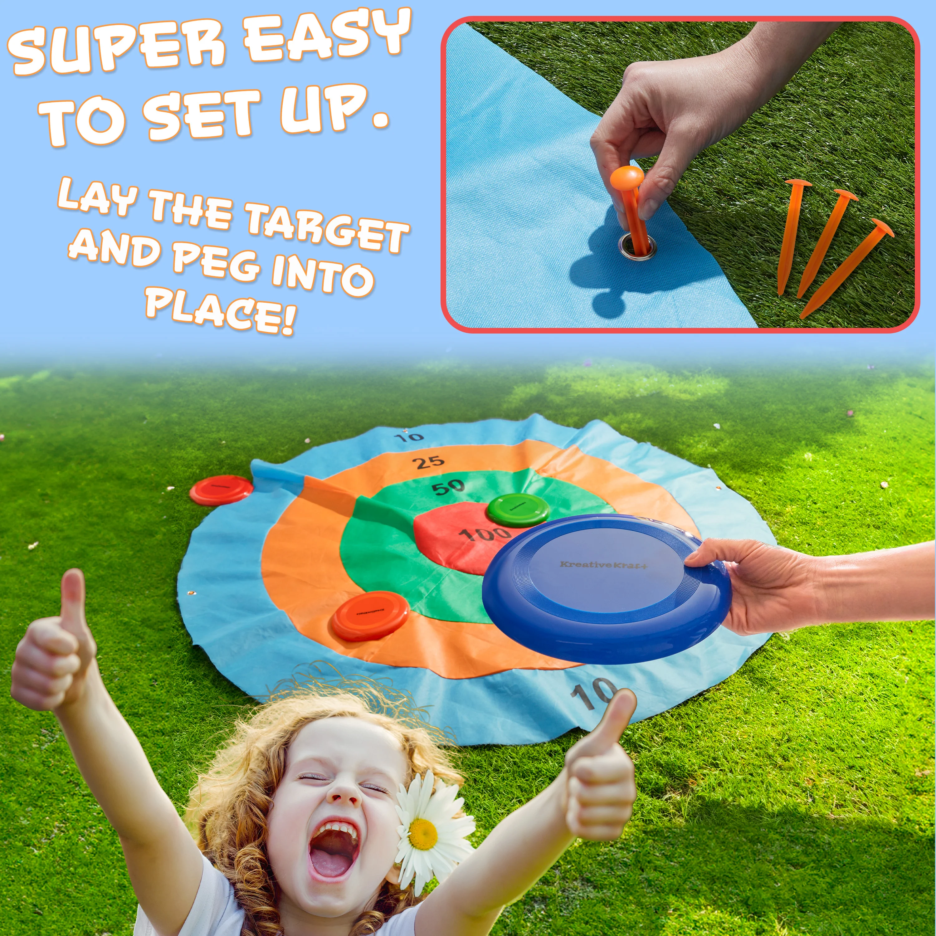 KreativeKraft Disc Throwing Game for Kids and Family, Outdoor Target Summer Garden Game - Image 4