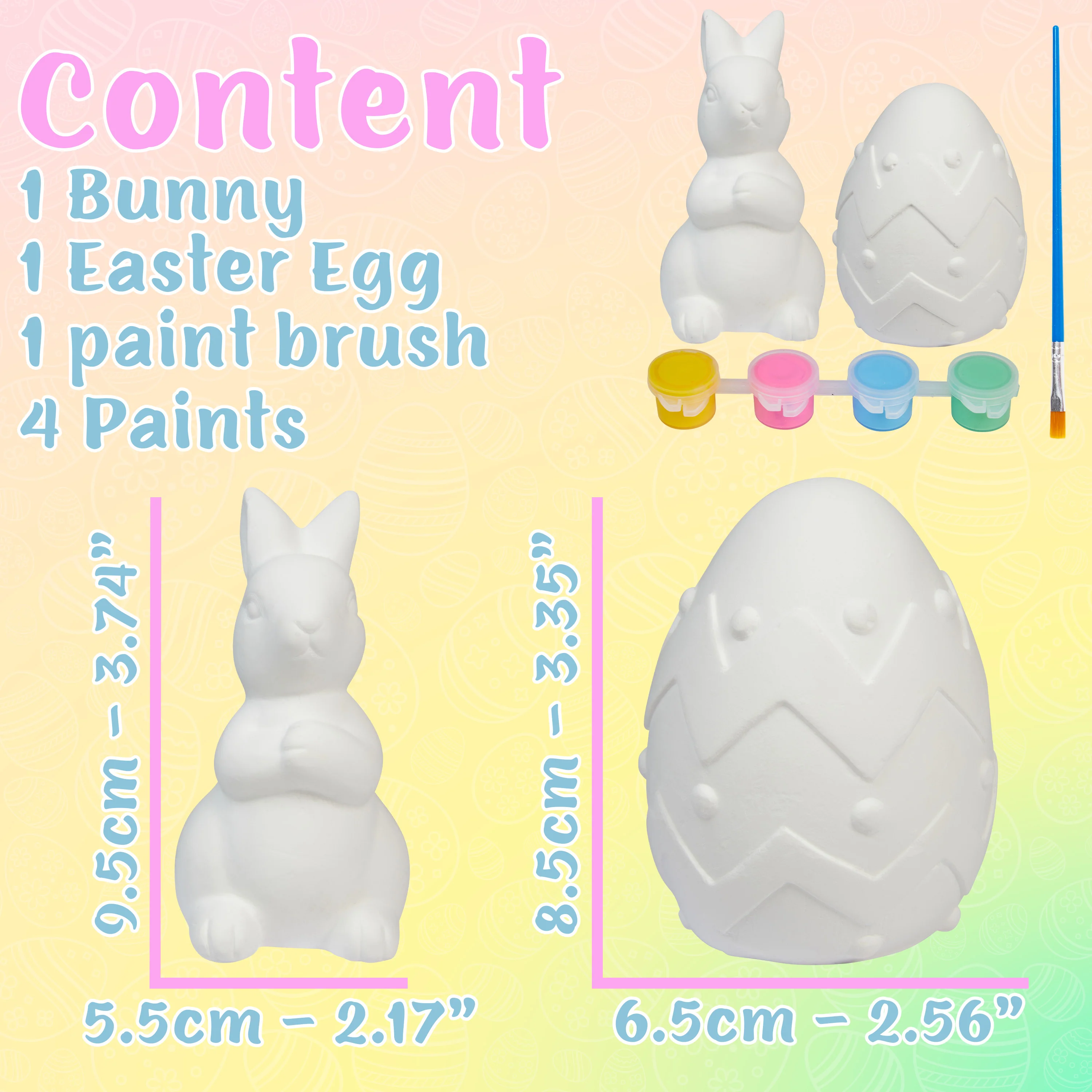 KreativeKraft DIY Easter Eggs Kids Paint Art Supplies Paint Your Own Easter Egg Bunny Craft Kits for Kids Adults Party Family Activity Decorations (Bunny & Egg 2 Pack) - Image 6