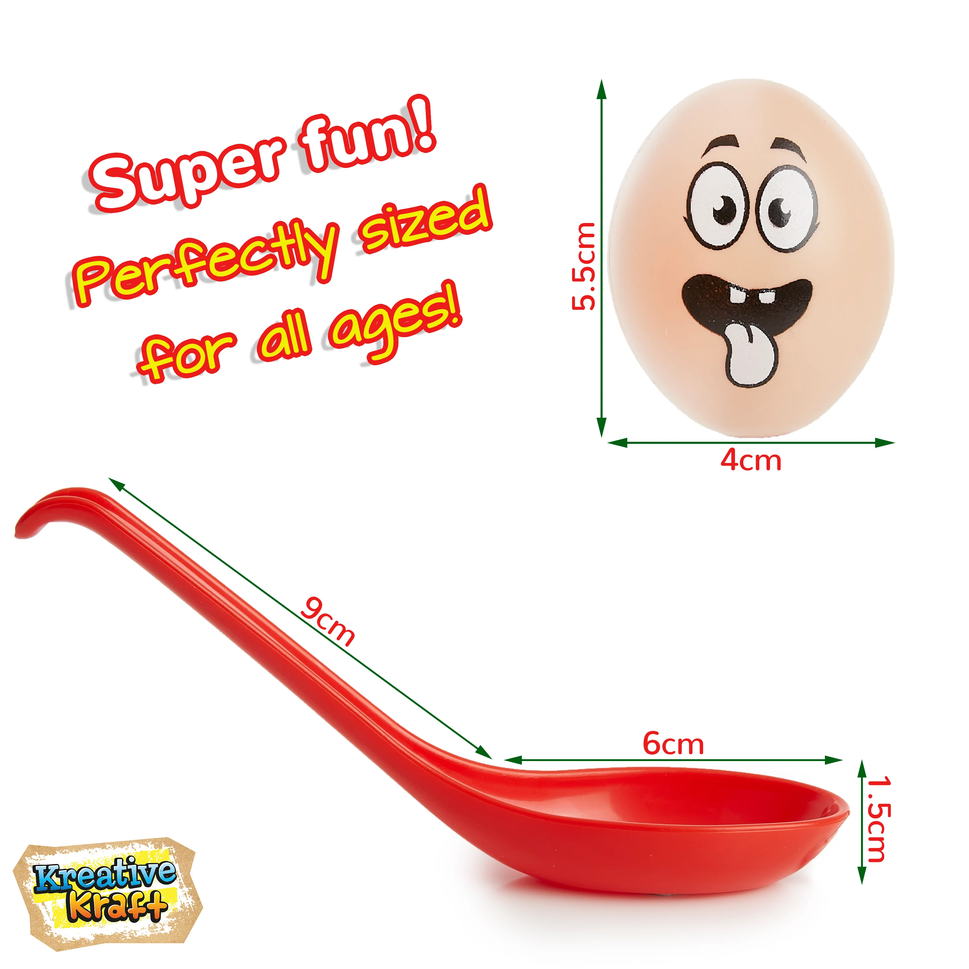 KreativeKraft Egg and Spoon Race Kit, Garden Outdoor Toys Family Party Games - Image 2