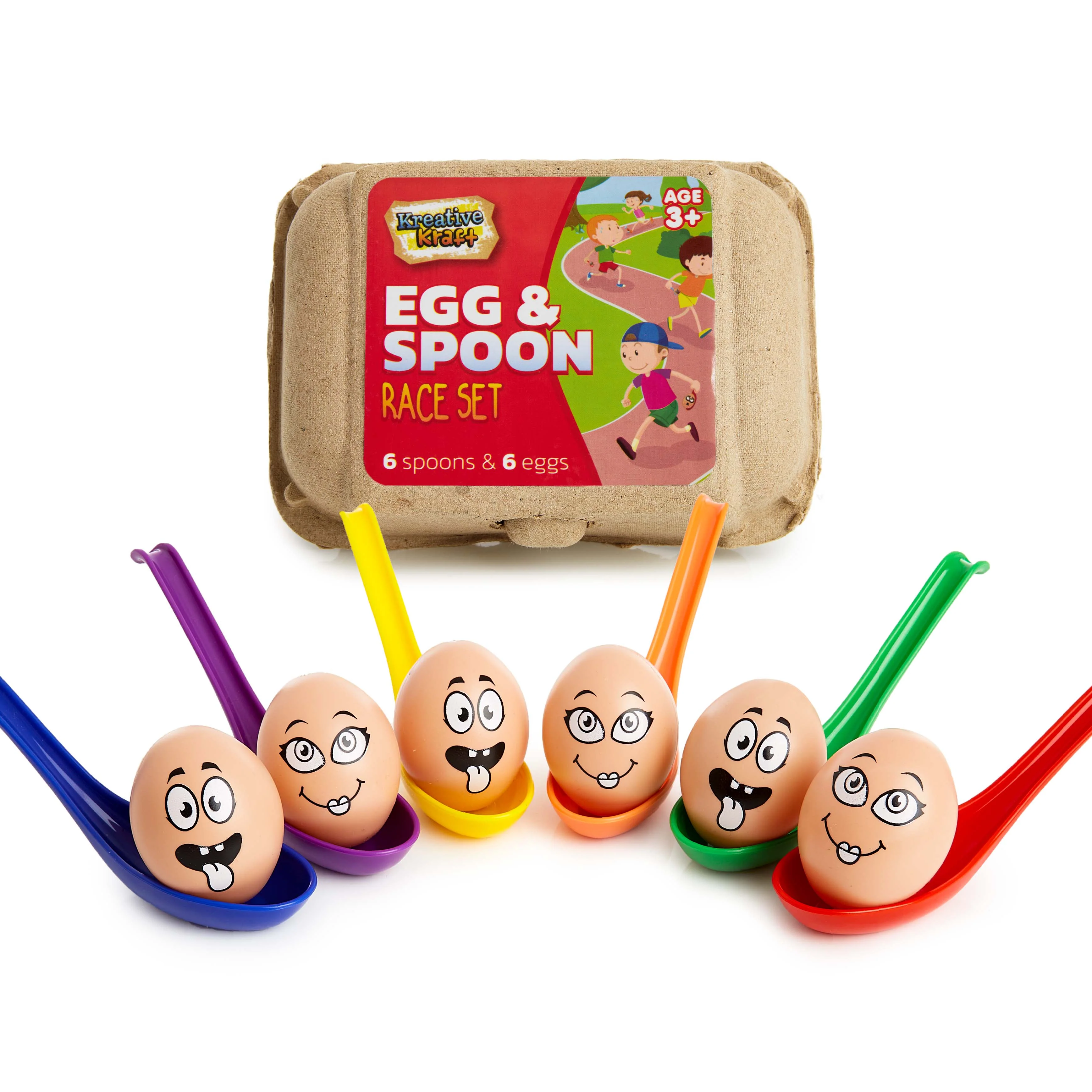 KreativeKraft Egg and Spoon Race Kit, Garden Outdoor Toys Family Party Games Set
